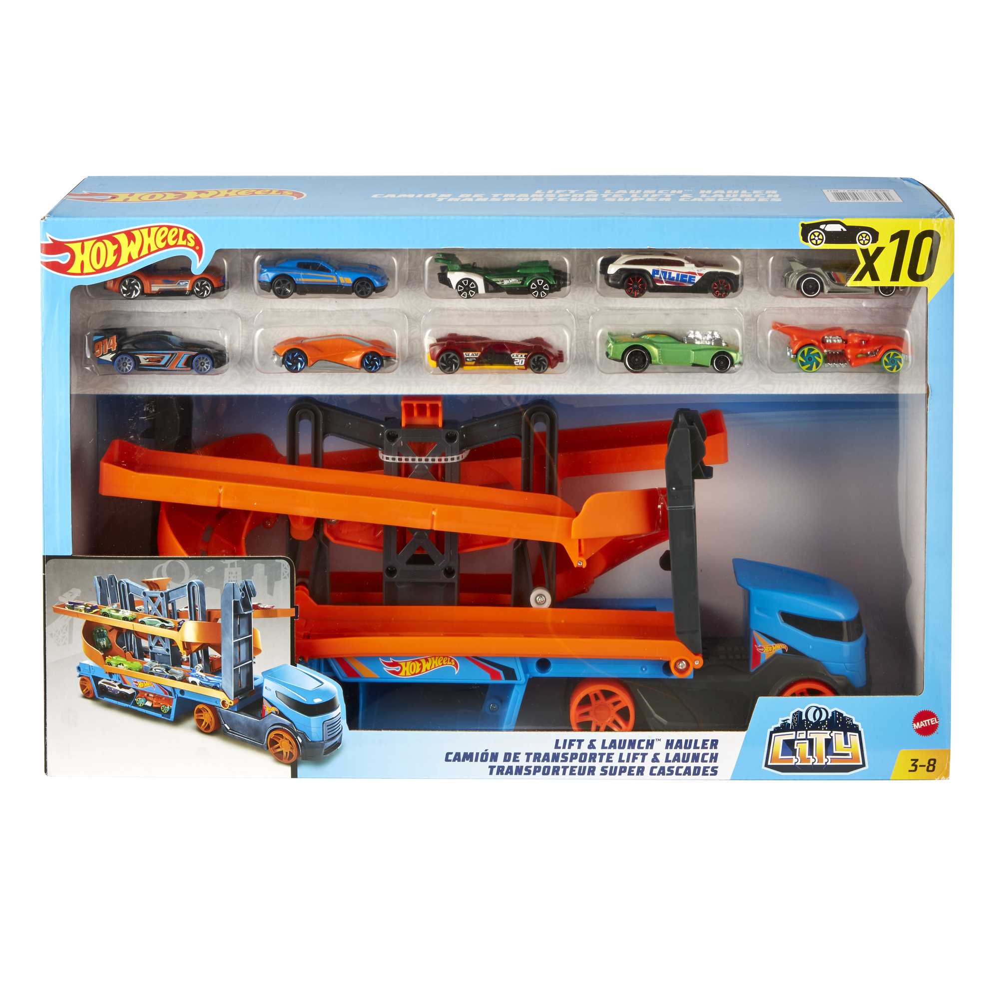 Hot Wheels Lift & Launch Hauler + 10 Cars - Image 6