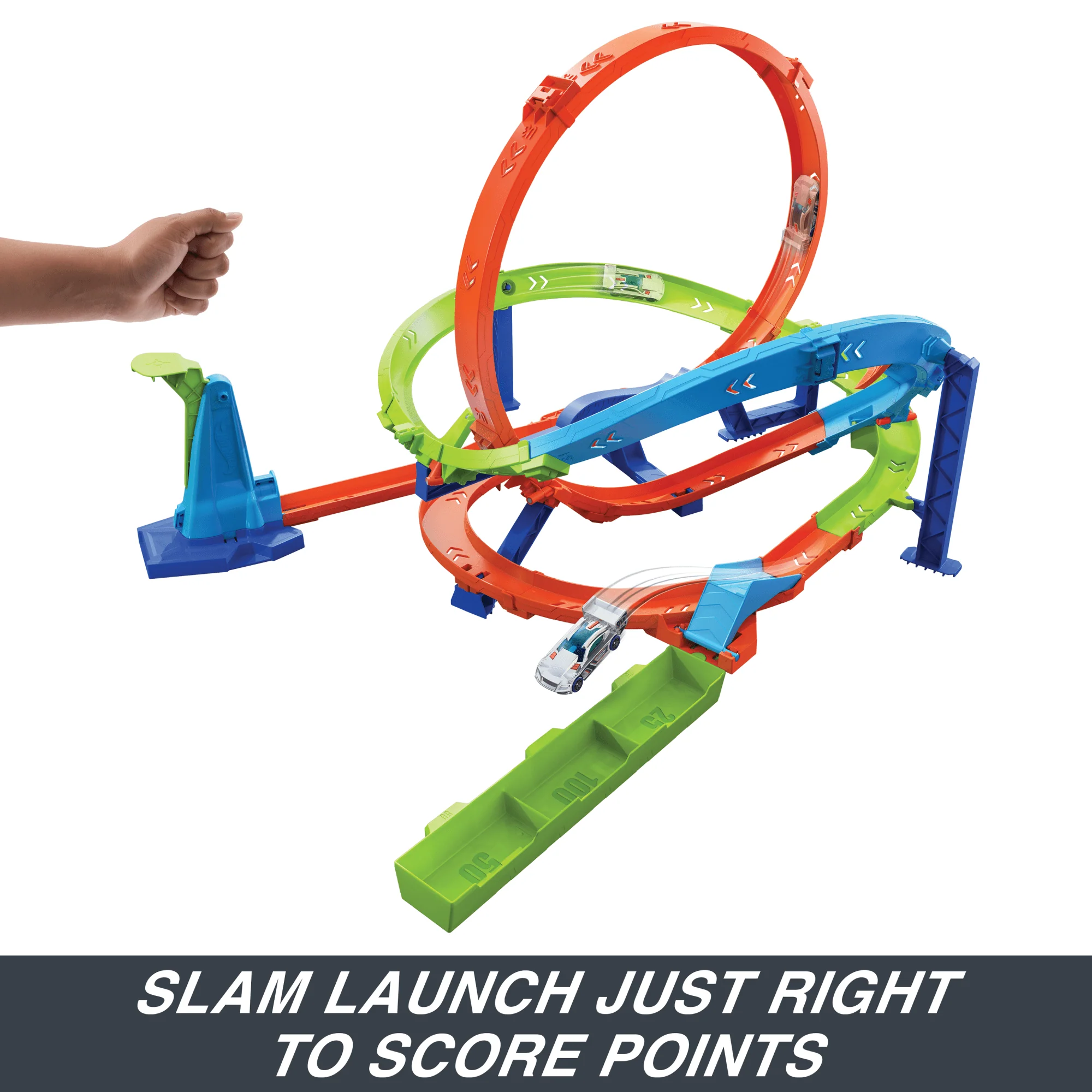 Hot Wheels Action Loop Cyclone Challenge Track Set With 1:64 Scale Toy Car, Easy Storage - Image 4
