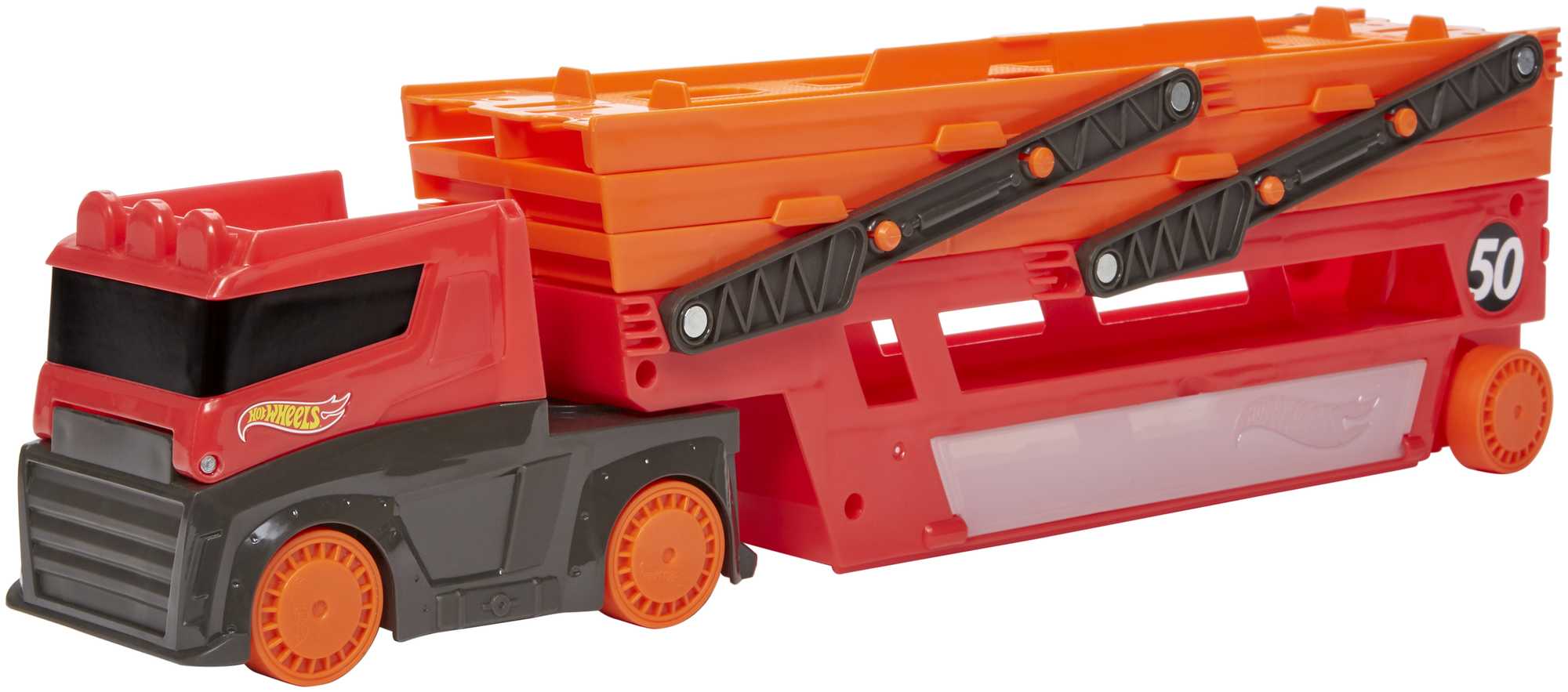 Hot Wheels® Mega Transporter z miejscem na 50 aut w skali 1:64