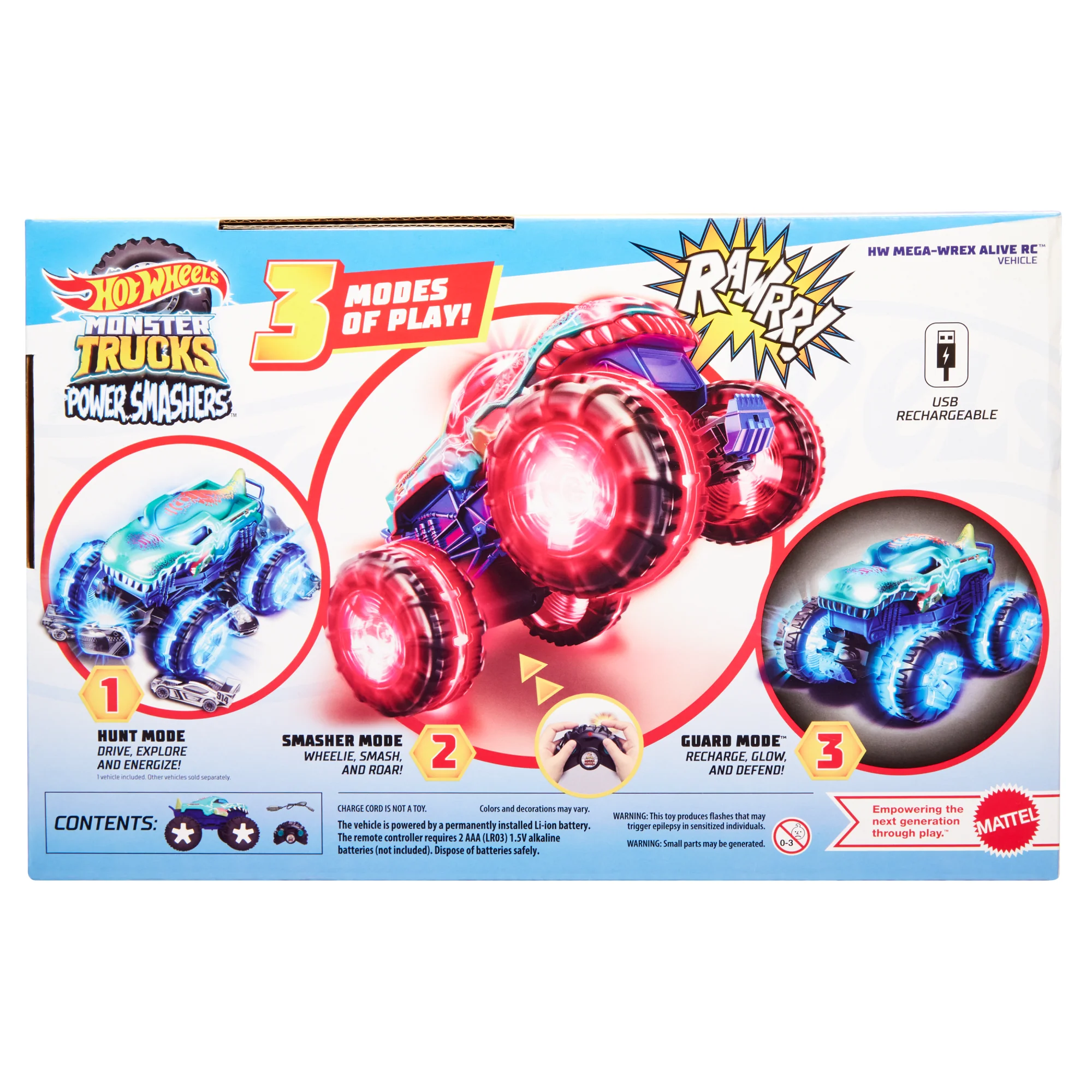Hot Wheels Monster Trucks 1:15 Scale Mega-Wrex Alive Remote-Control Vehicle, Battery-Powered Rc With Interactive Lights & Sounds - Image 5