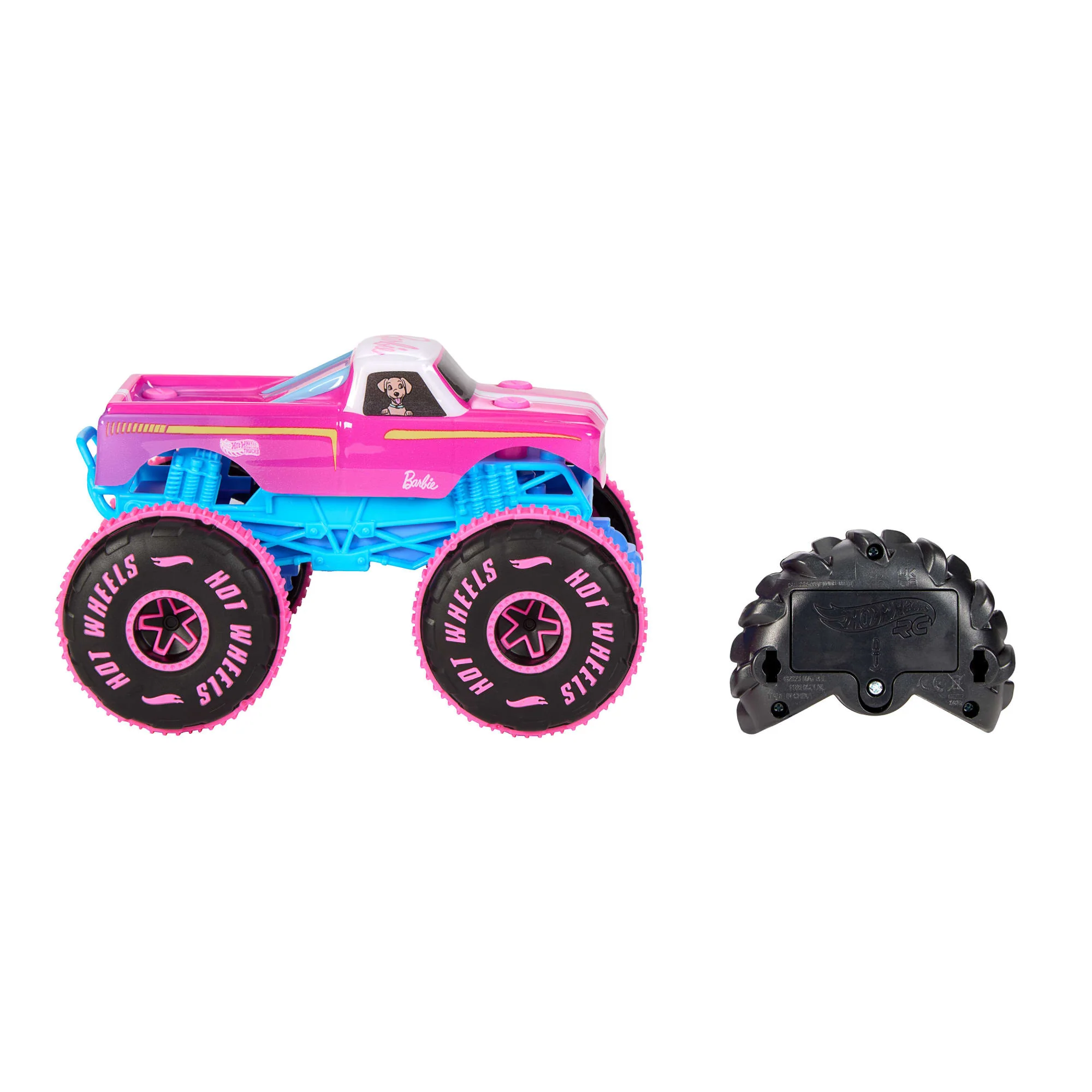 Hot Wheels Monster Trucks 1:24 Scale Barbie RC Toy Vehicle, Battery-Powered Remote-Control Truck - Image 3