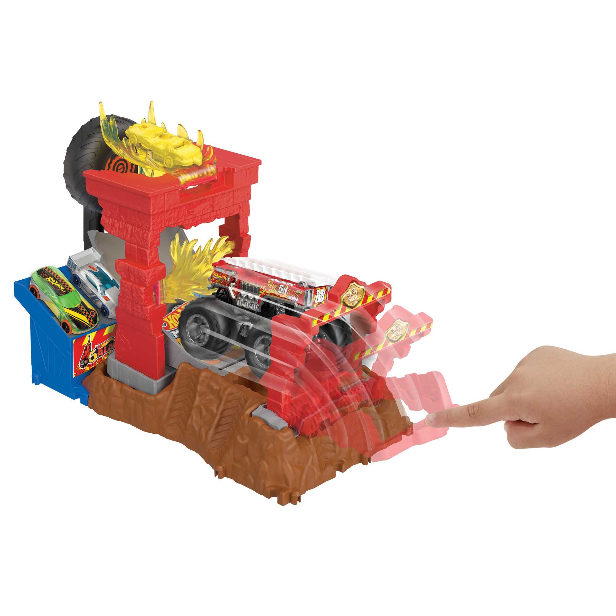 Hot Wheels Monster Trucks Arena Smashers 5-Alarm Fire Crash Challenge Playset With 1 Vehicle - Image 4