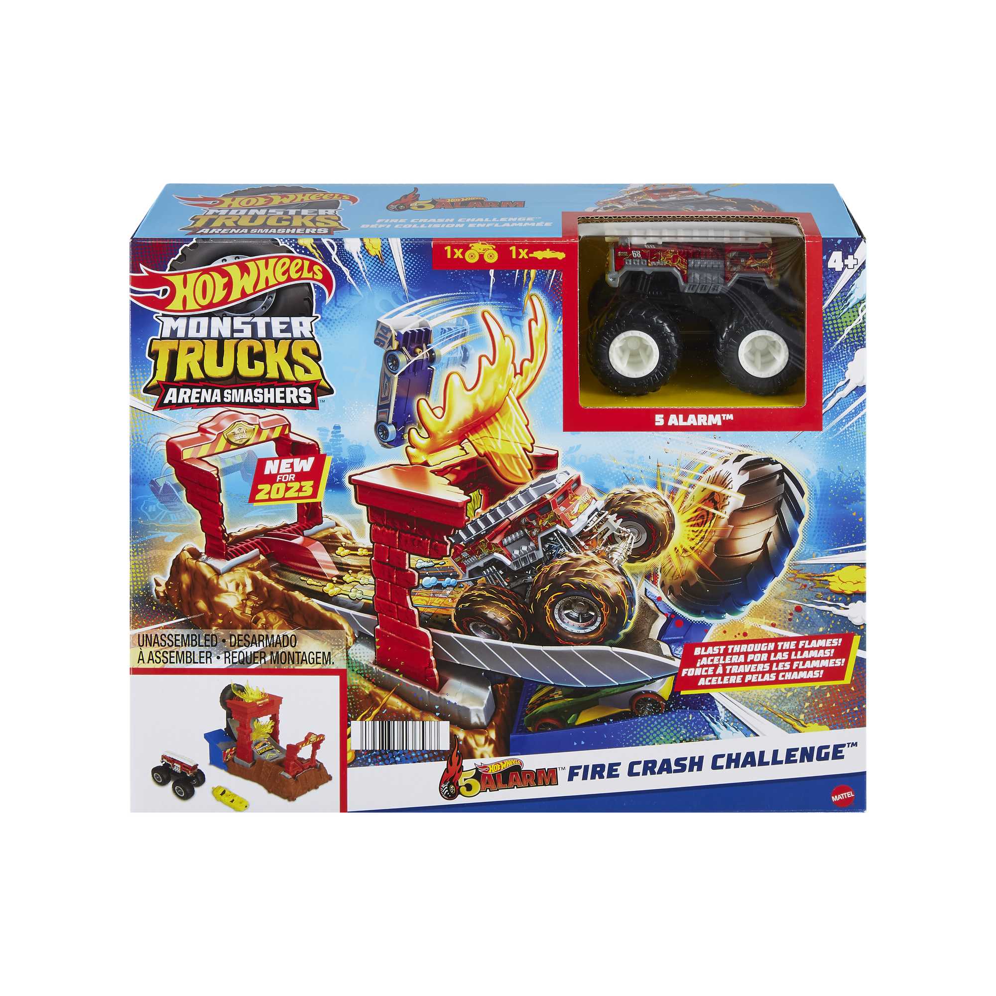 Hot Wheels Monster Trucks Arena Smashers 5-Alarm Fire Crash Challenge Playset With 1 Vehicle - Image 6