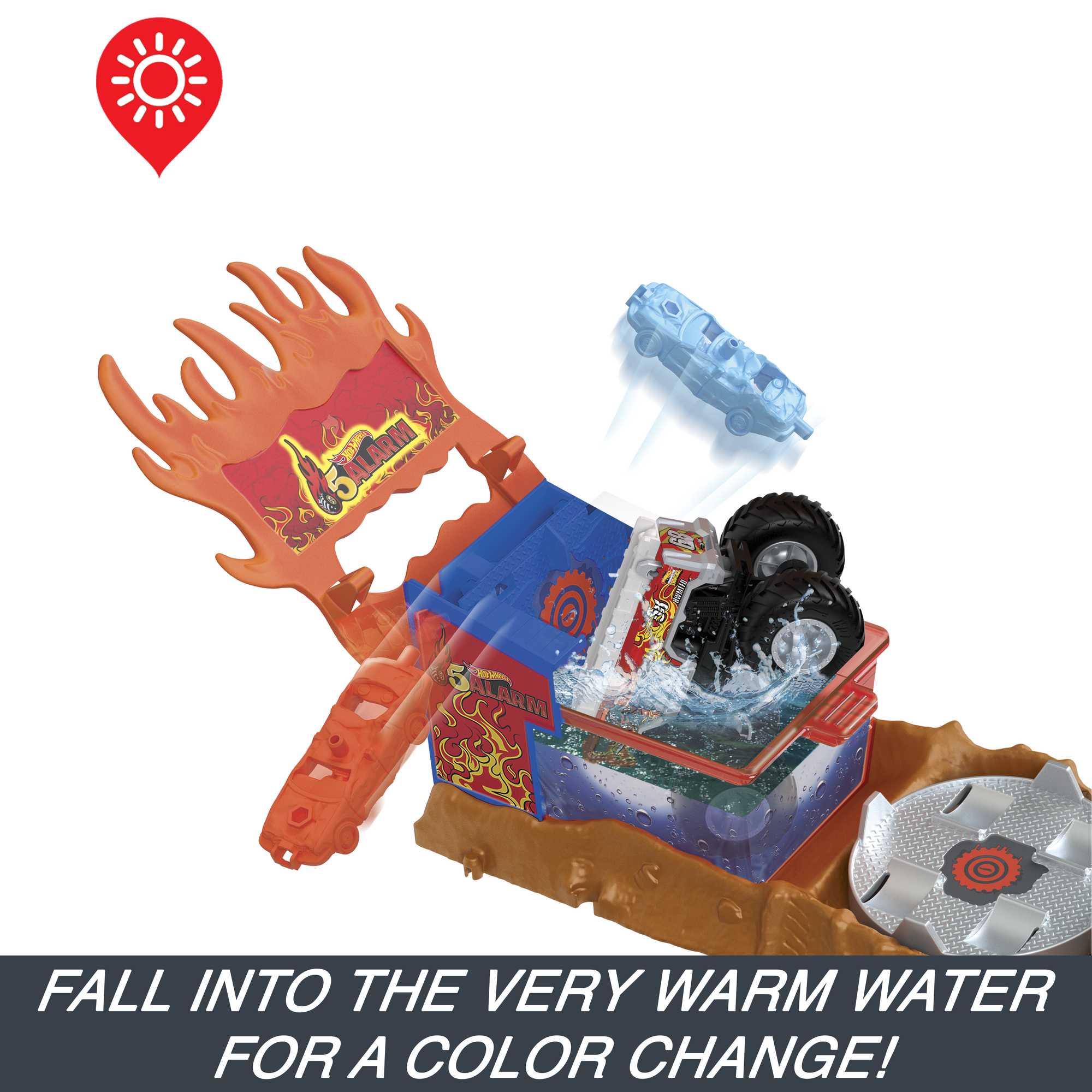 Hot Wheels Monster Trucks Arena Smashers Color Shifters 5-Alarm Rescue Playset - Image 3