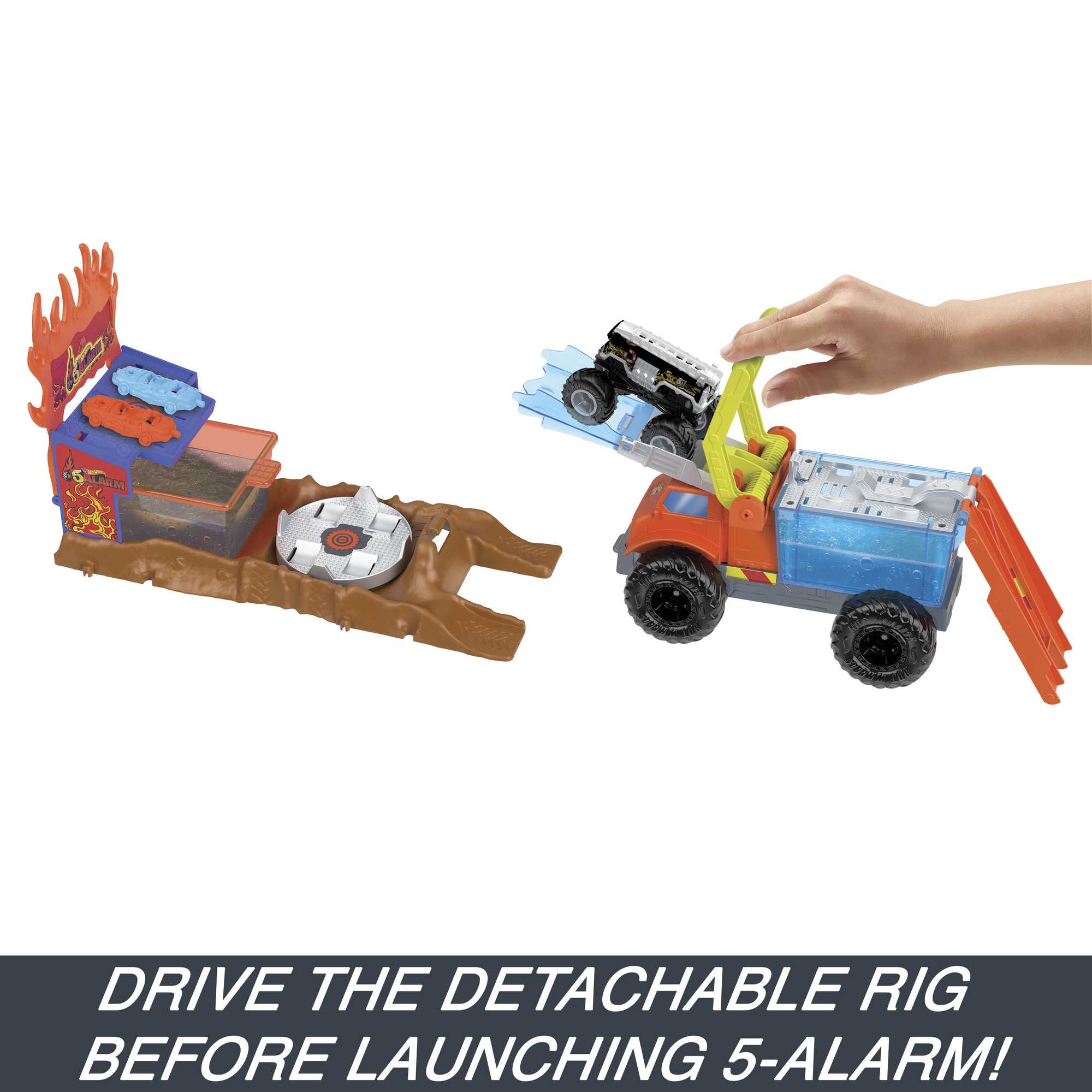 Hot Wheels Monster Trucks Arena Smashers Color Shifters 5-Alarm Rescue Playset - Image 4