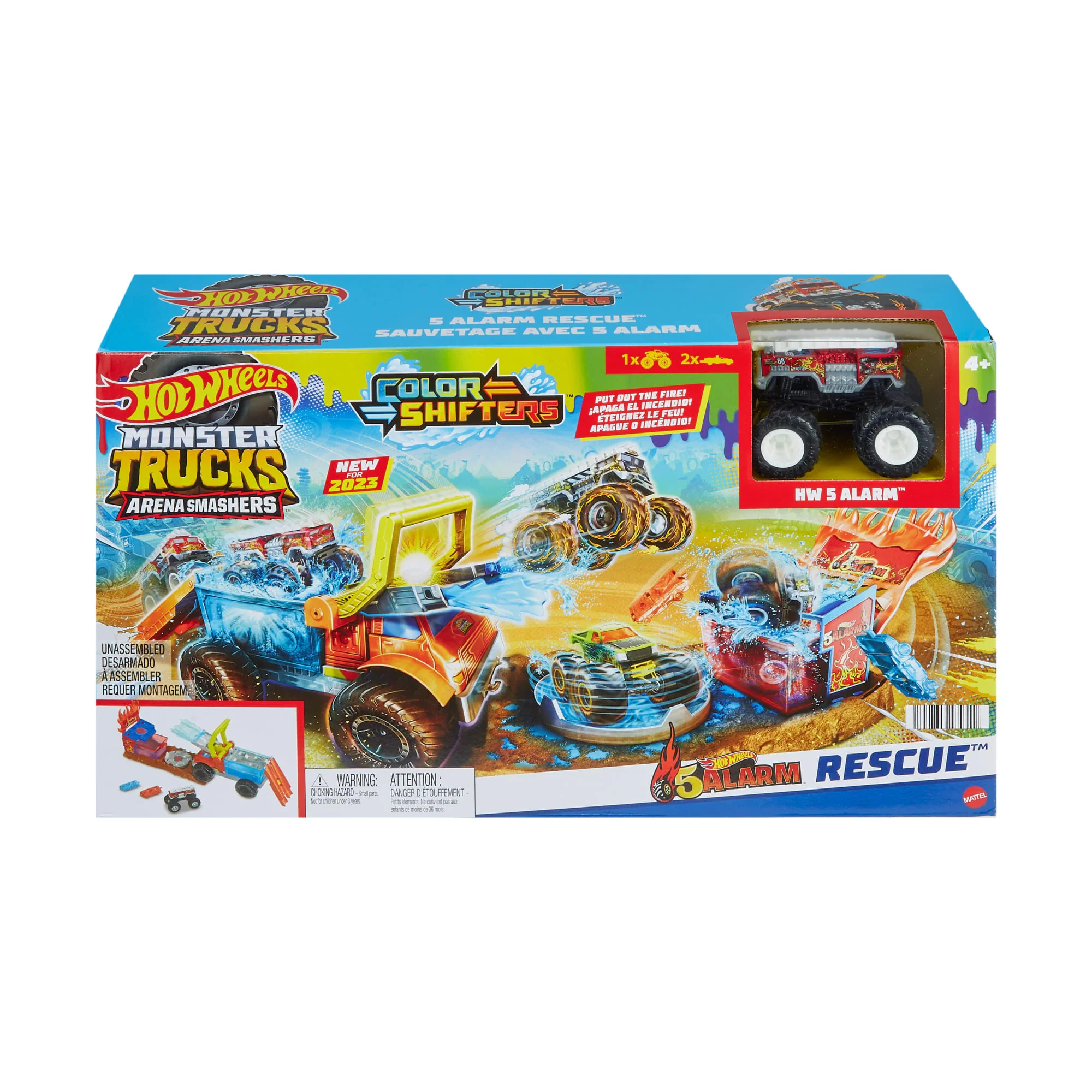 Hot Wheels Monster Trucks Arena Smashers Color Shifters 5-Alarm Rescue Playset - Image 6