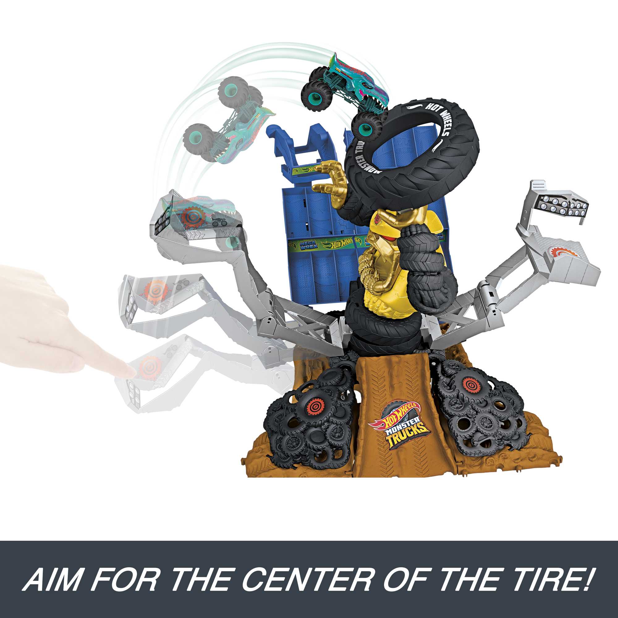HOT WHEELS Monster Trucks ARENA SMASHERS MEGA - WREX VS CRUSHZILLA TAKEDOWN Playset - Image 2