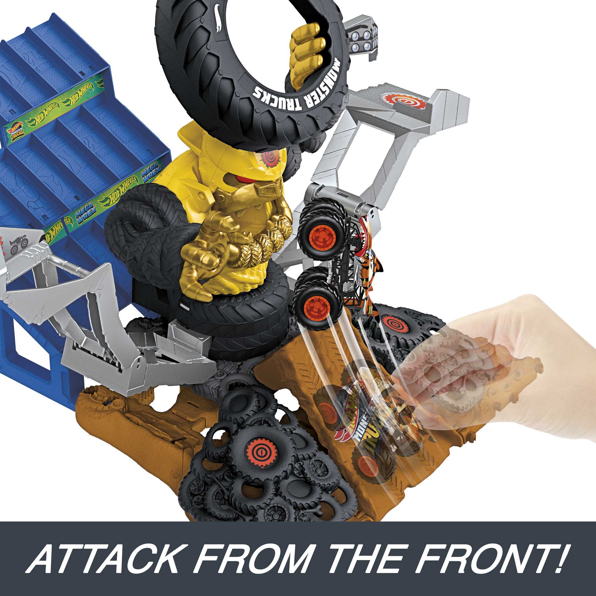 HOT WHEELS Monster Trucks ARENA SMASHERS MEGA - WREX VS CRUSHZILLA TAKEDOWN Playset - Image 4