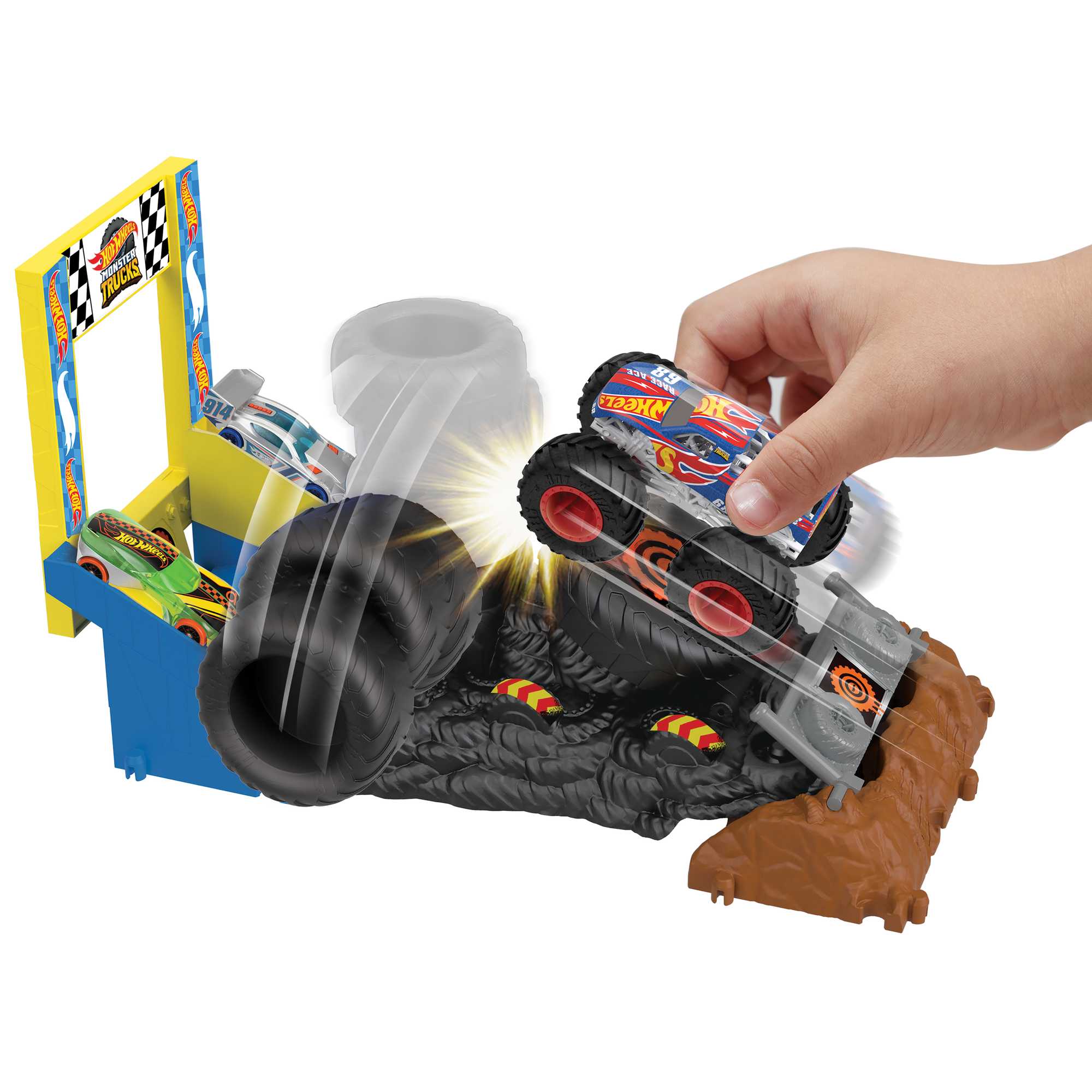 Hot Wheels Monster Trucks Arena Smashers Race Ace Smash Race Challenge Playset - Image 2