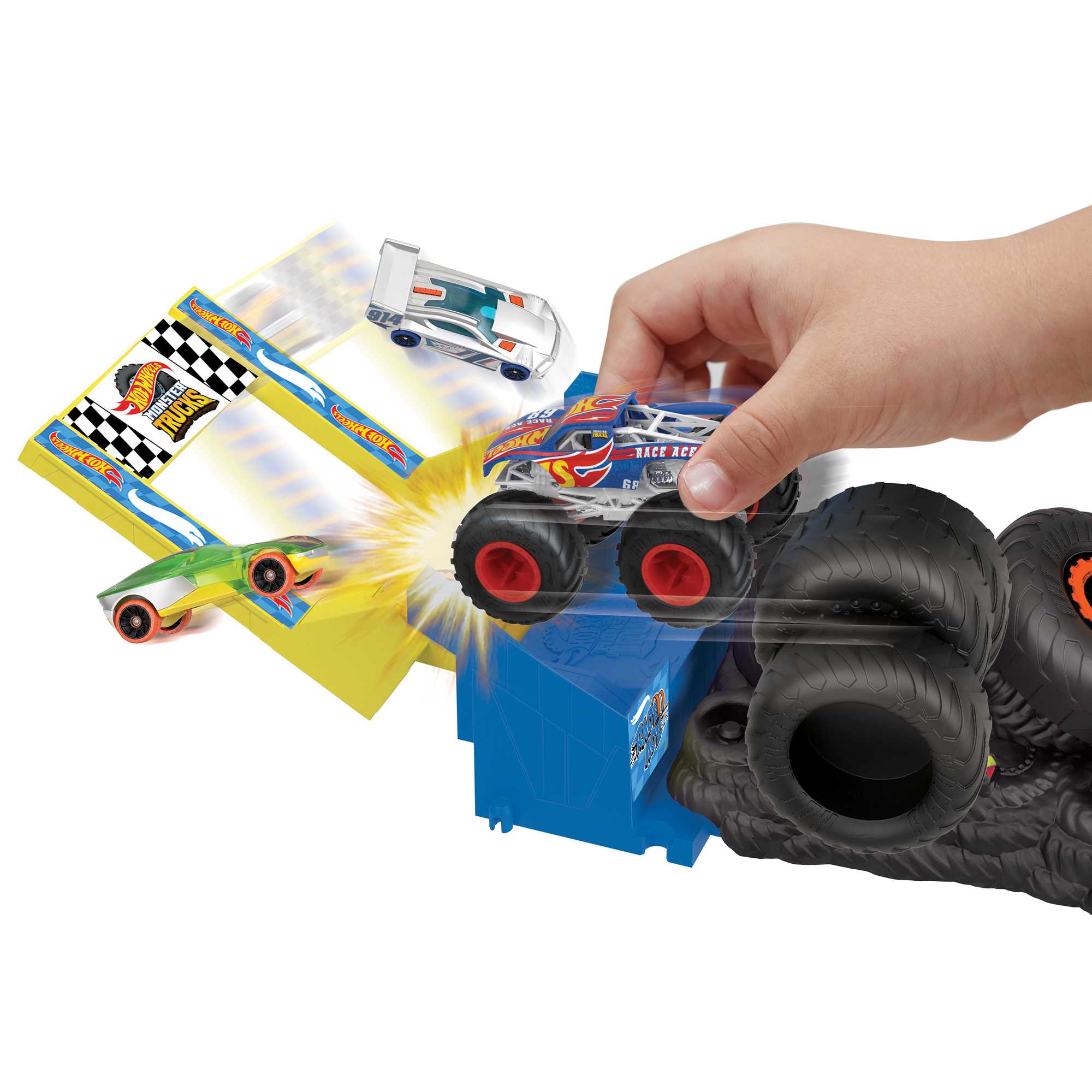 Hot Wheels Monster Trucks Arena Smashers Race Ace Smash Race Challenge Playset - Image 3