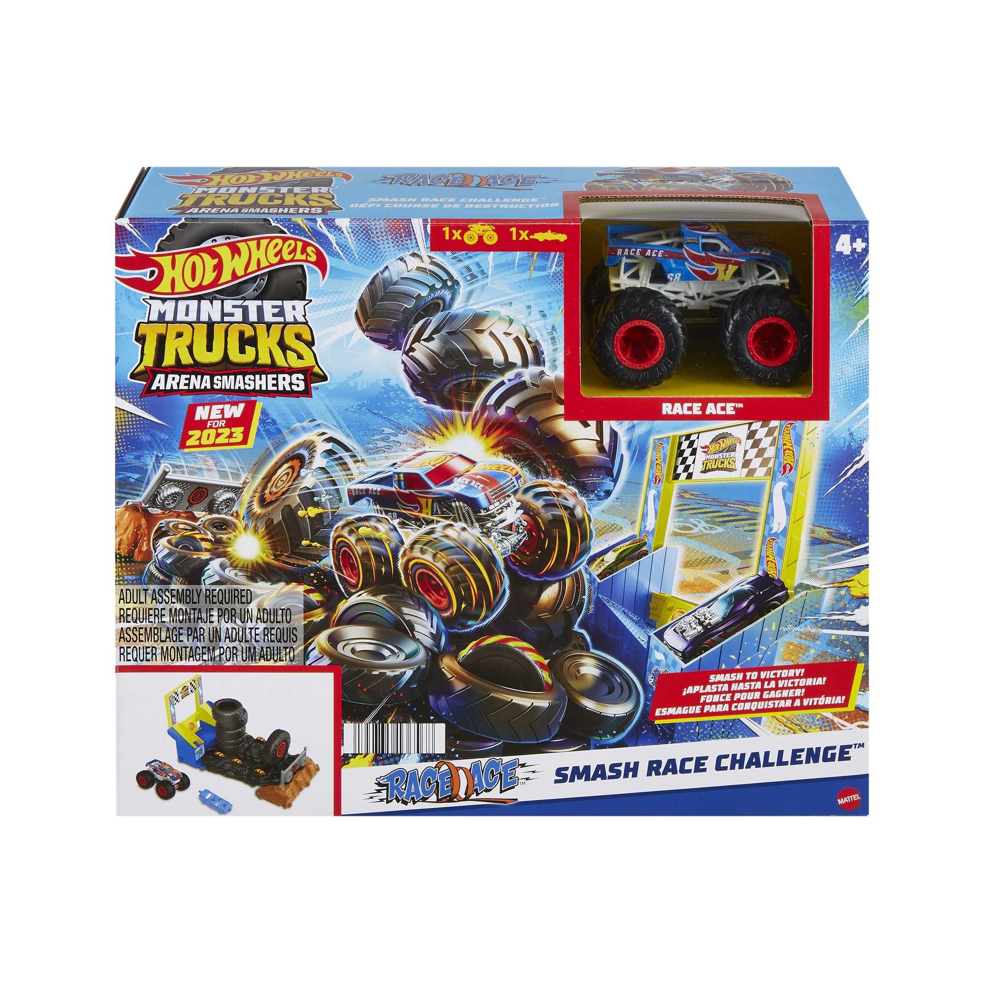 Hot Wheels Monster Trucks Arena Smashers Race Ace Smash Race Challenge Playset - Image 5