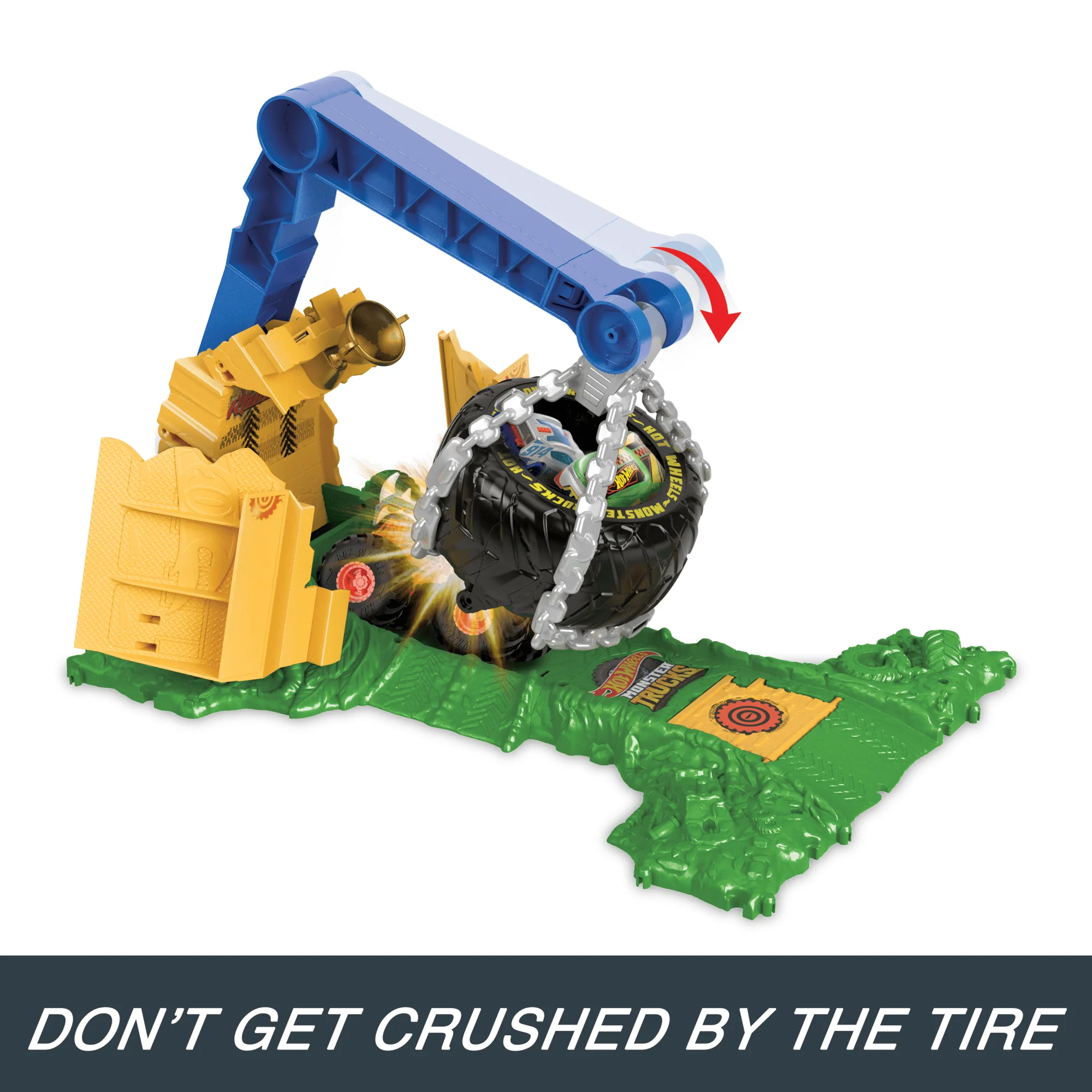 Hot Wheels Monster Trucks Rhinomite Chargin’ Challenge Playset With 1 Toy Truck & 2 Crushed Cars - Image 4