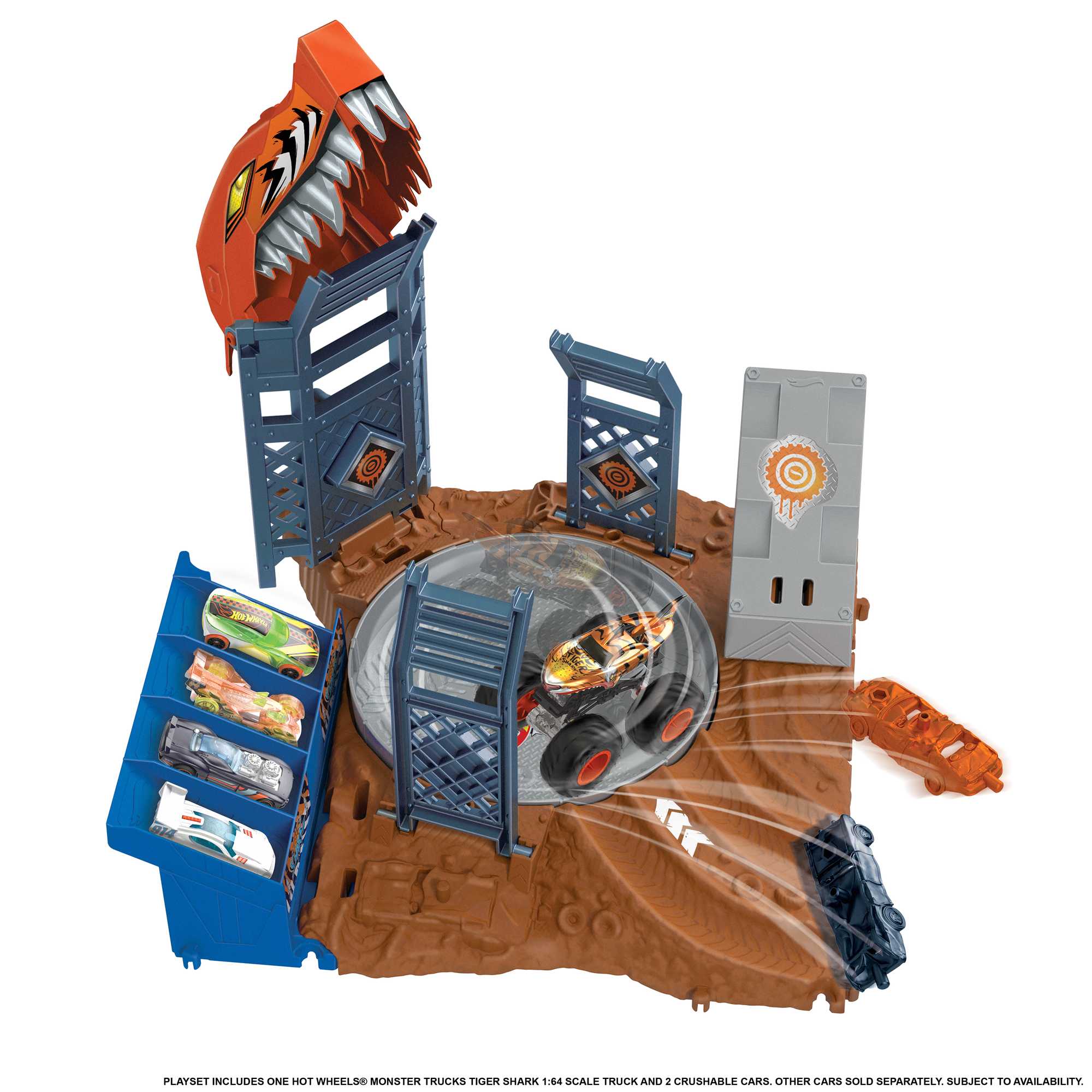 Hot Wheels Monster Trucks Arena Smashers Tiger Shark Spin-Out Challenge - Image 3