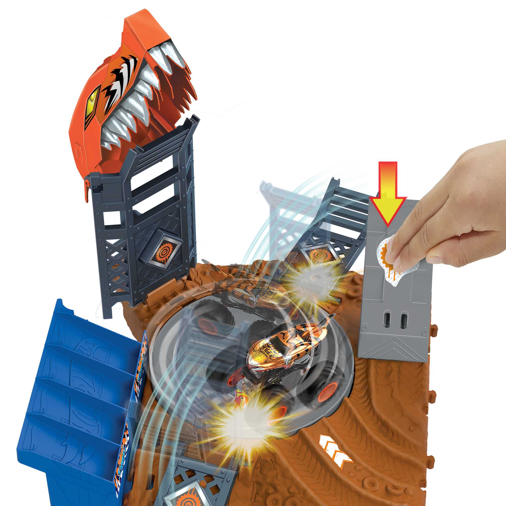 Hot Wheels Monster Trucks Arena Smashers Tiger Shark Spin-Out Challenge - Image 4