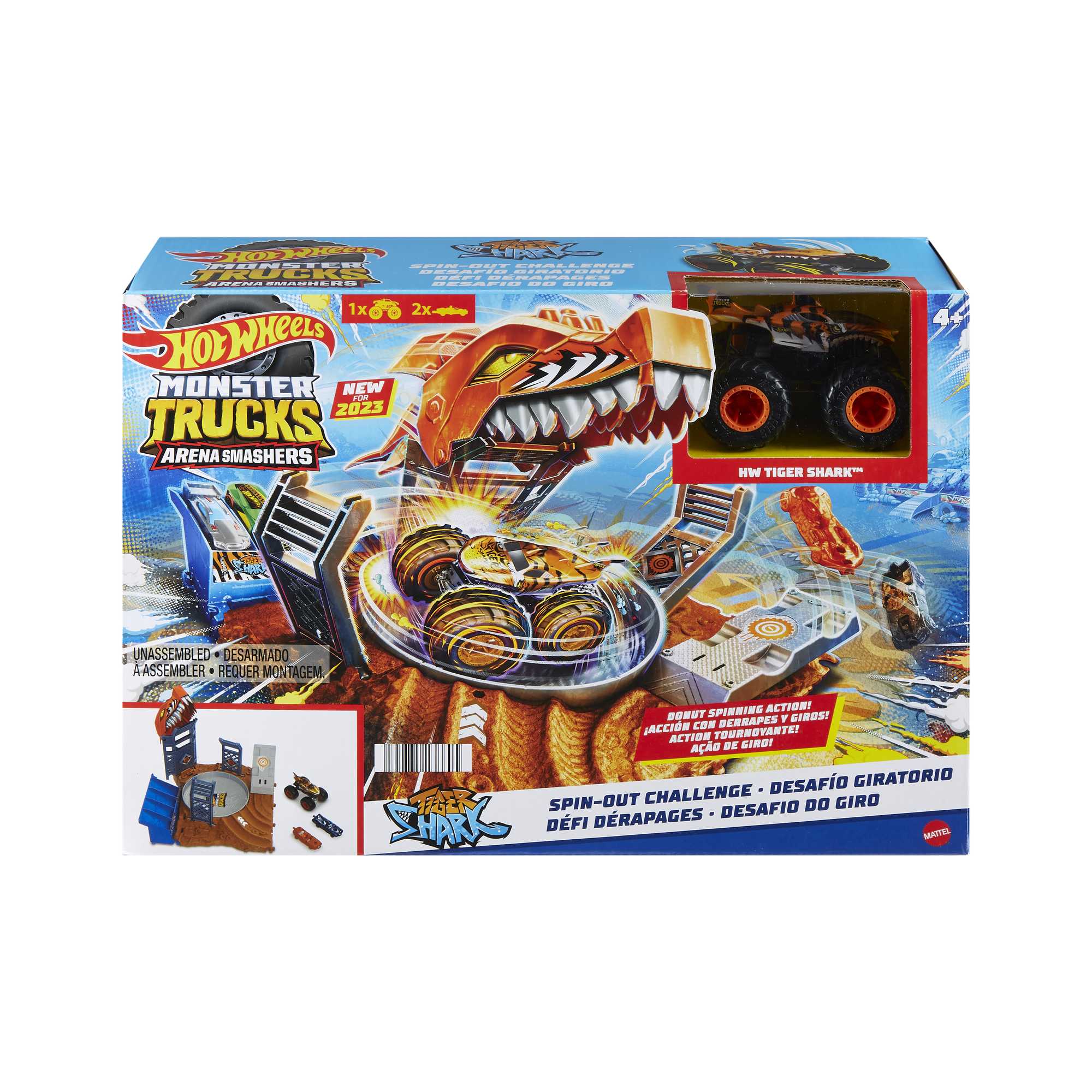 Hot Wheels Monster Trucks Arena Smashers Tiger Shark Spin-Out Challenge - Image 6