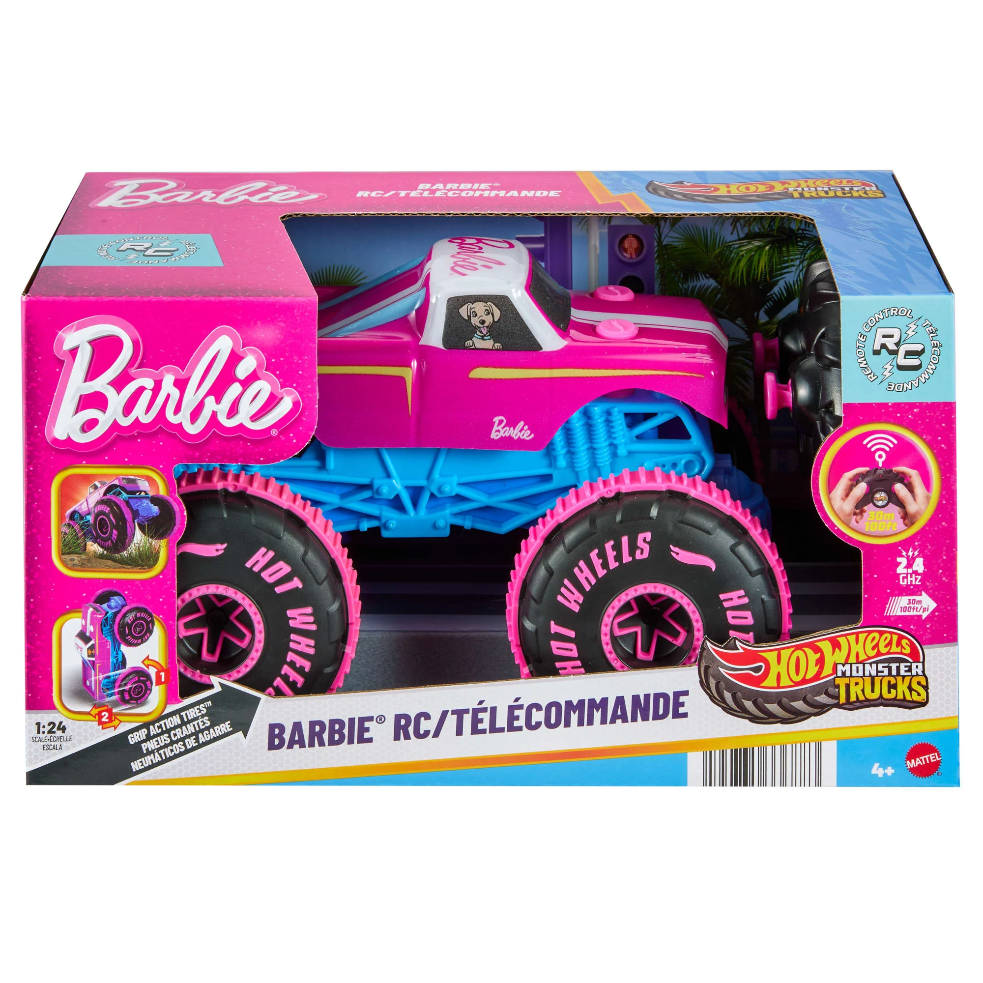Hot Wheels Monster Trucks Barbie Ferngesteuertes Spielfahrzeug Im Maßstab 1:24, Batteriegetriebener Truck Mit Fernbedienung - Image 6
