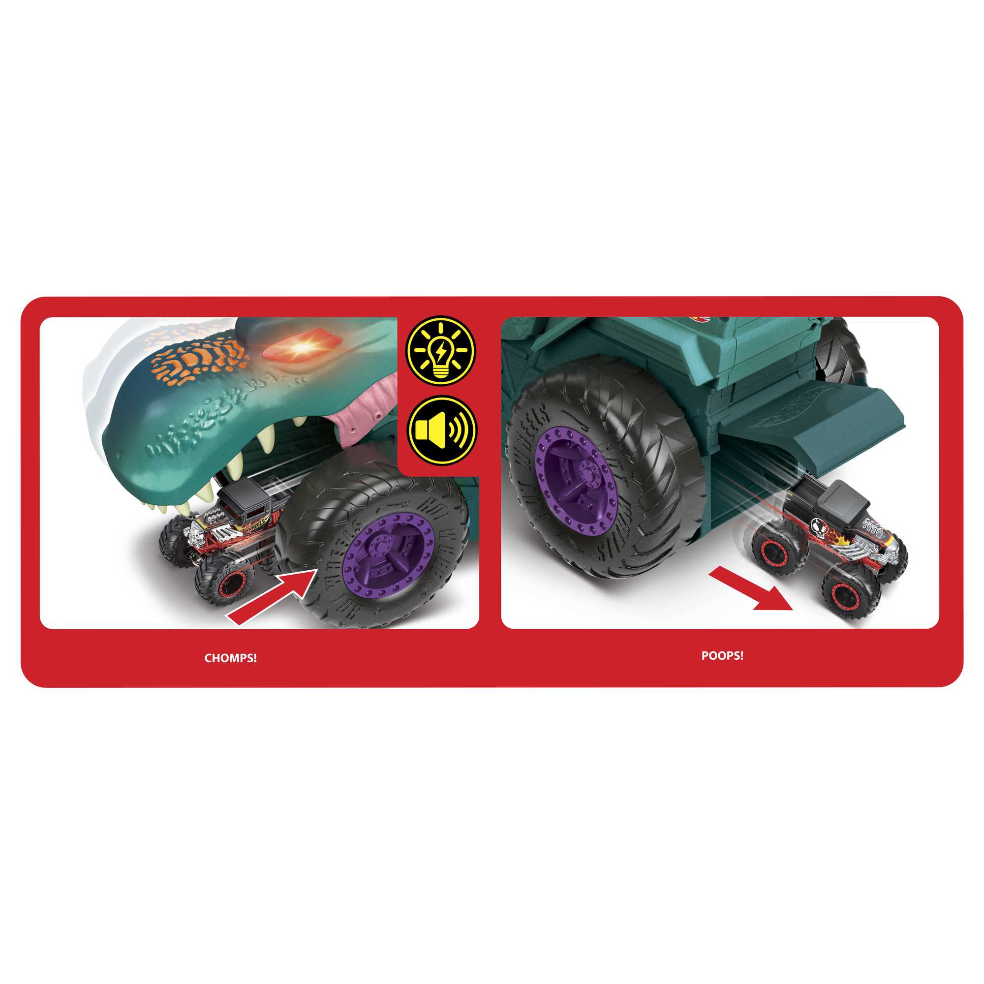 Hot Wheels Monster Trucks Car Chompin' Mega-Wrex Vehicle - Image 3