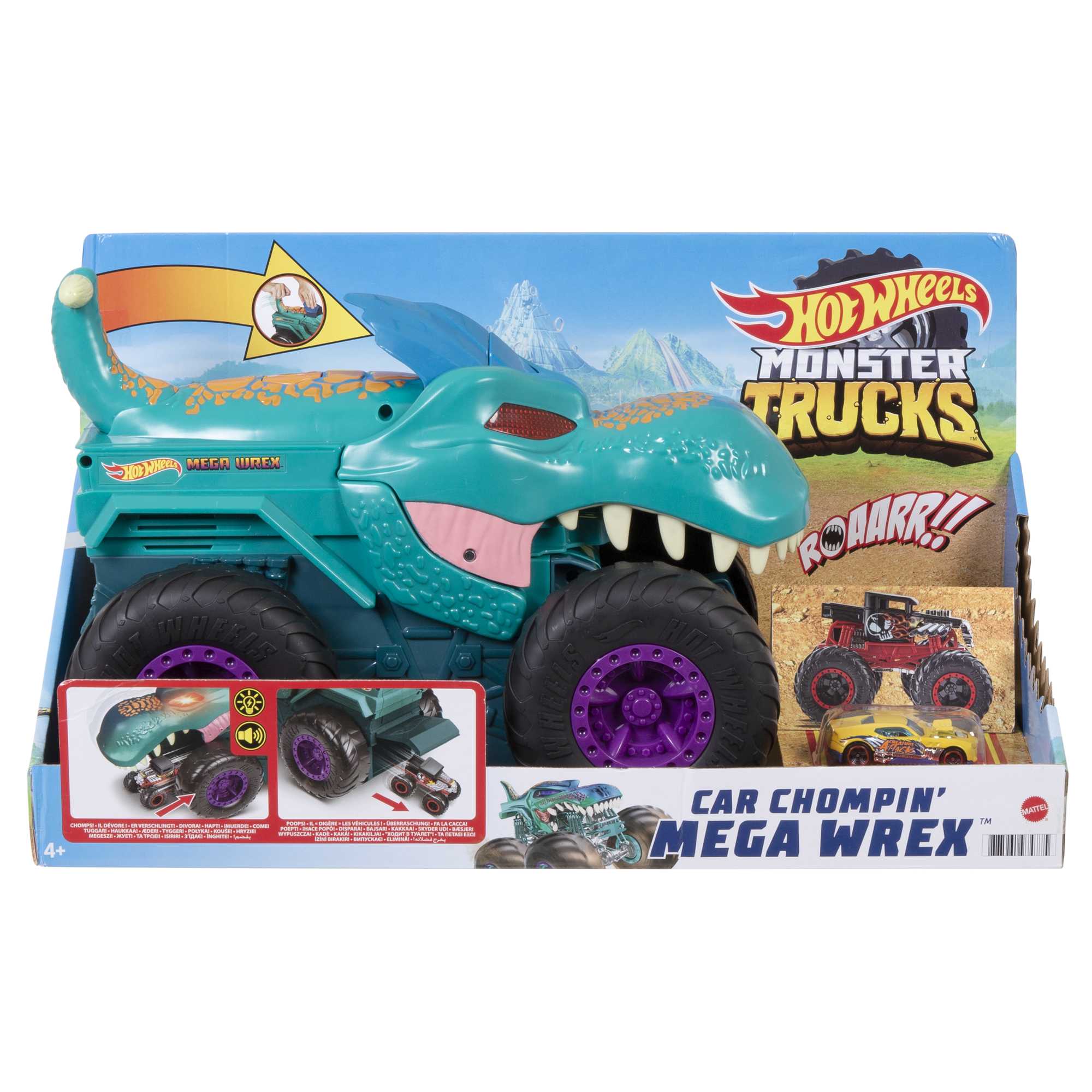 Hot Wheels Monster Trucks Car Chompin' Mega-Wrex Vehicle - Image 6