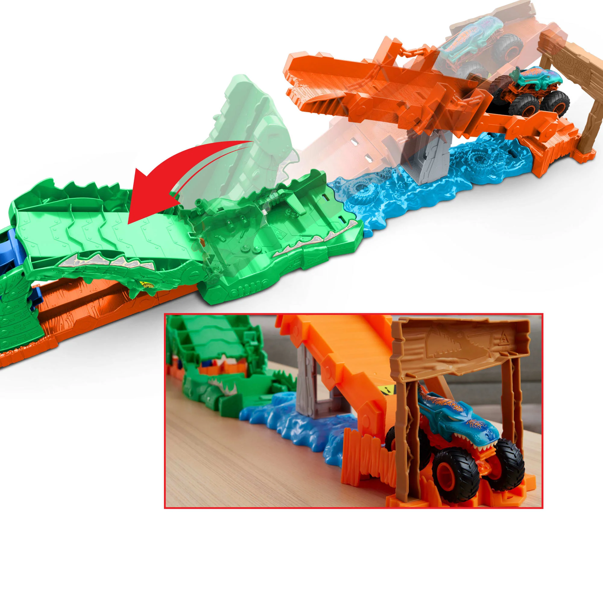 Hot Wheels Monster Trucks Crocodile Crash Challenge Spielset Und MEGA-Wrex-Spielfahrzeug Im Maßstab 1:64 - Image 3