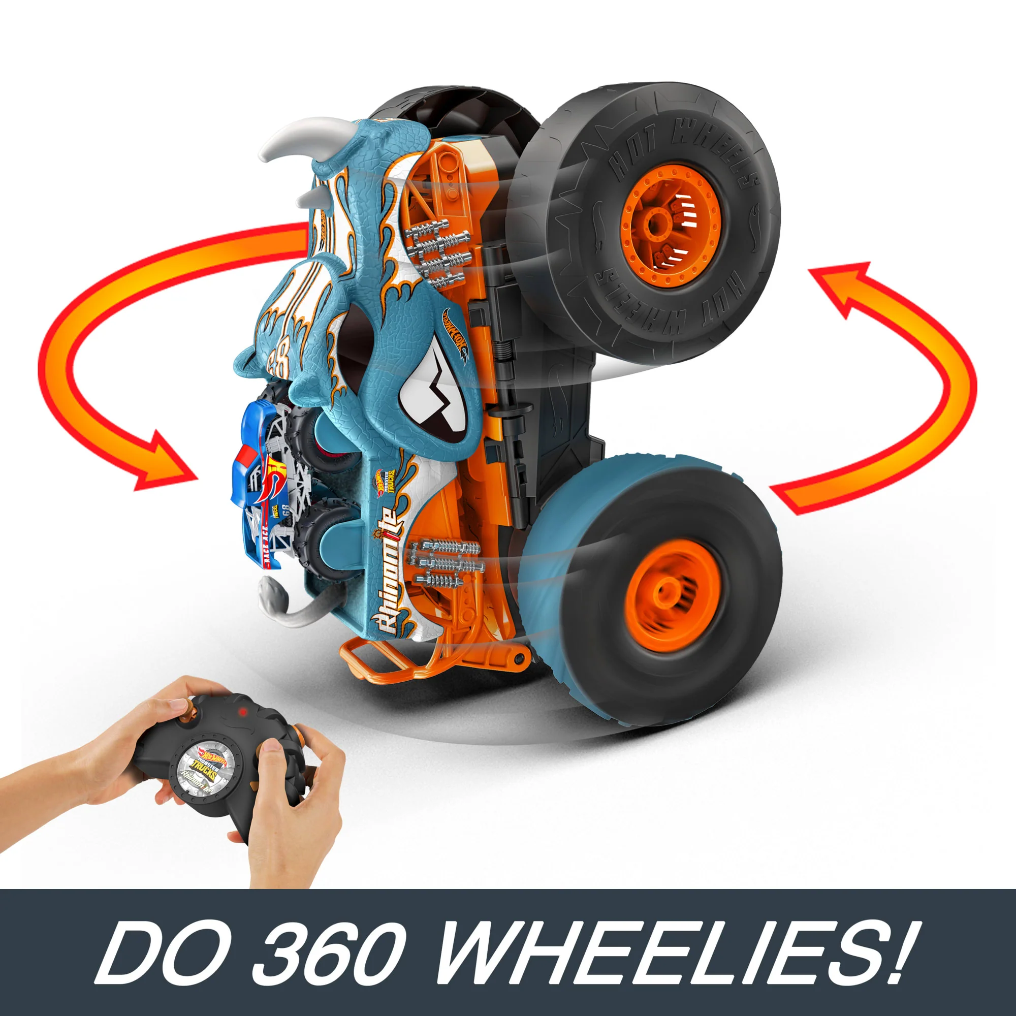 Hot Wheels Monster Trucks HW Transforming Rhinomite RC in 1:12 Scale with 1:64 Scale Toy Truck - Image 5