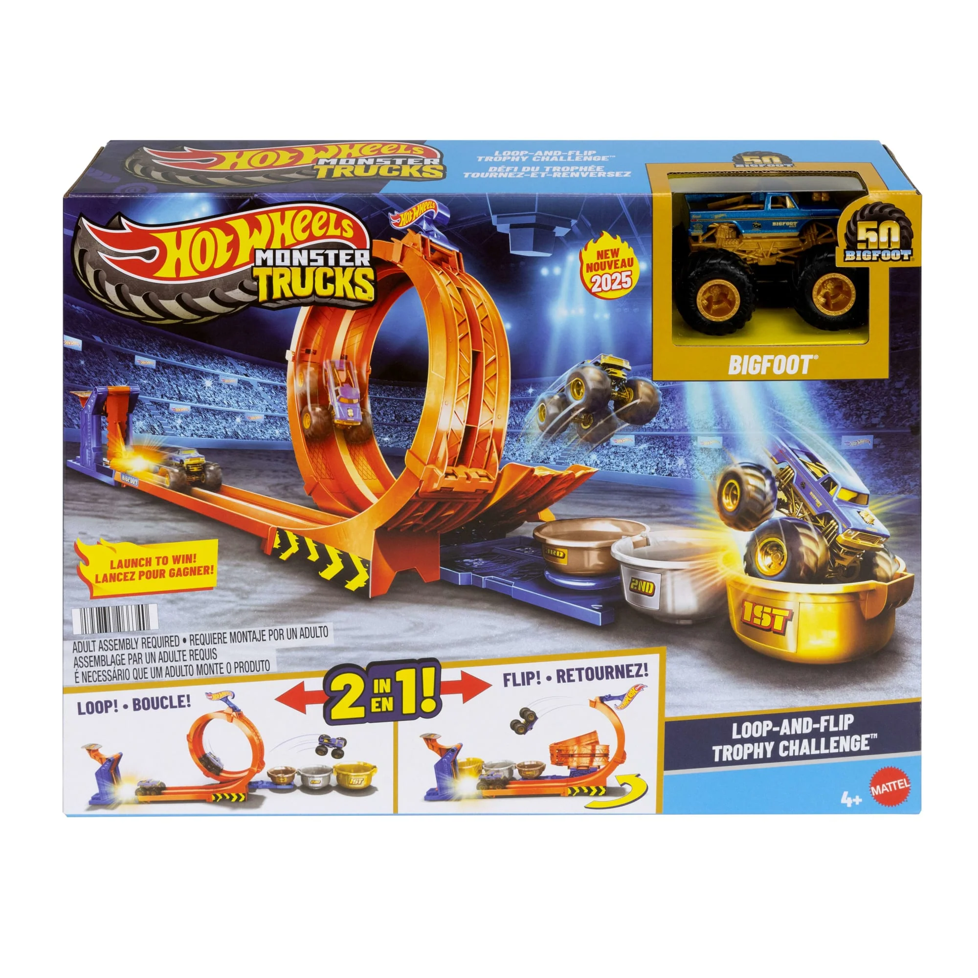 Hot Wheels Monster Trucks Loop & Flip Trophy Challenge-Spielset Und Die-Cast-Bigfoot Spielzeugtruck - Image 6