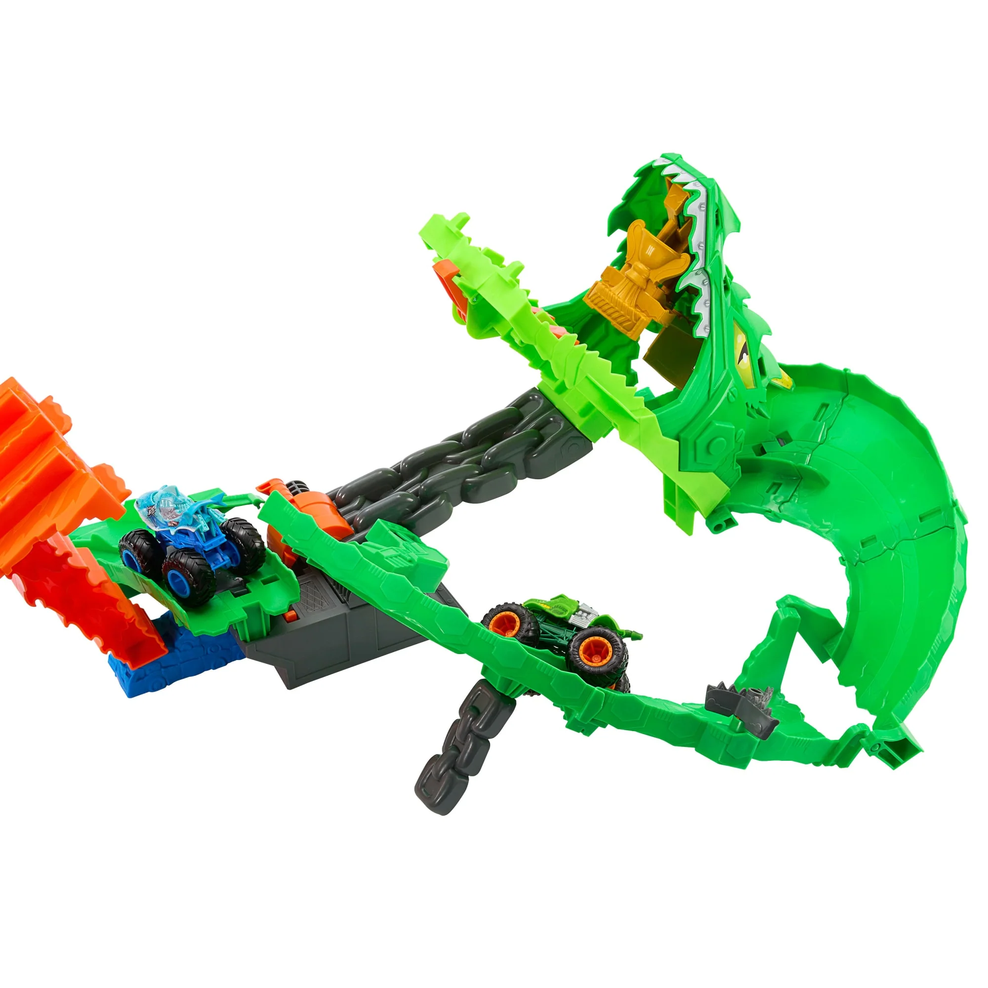 Hot Wheels Monster Trucks Sharks vs Dinos Dragon Destruction Playset E 2 Camion Giocattolo - Image 5