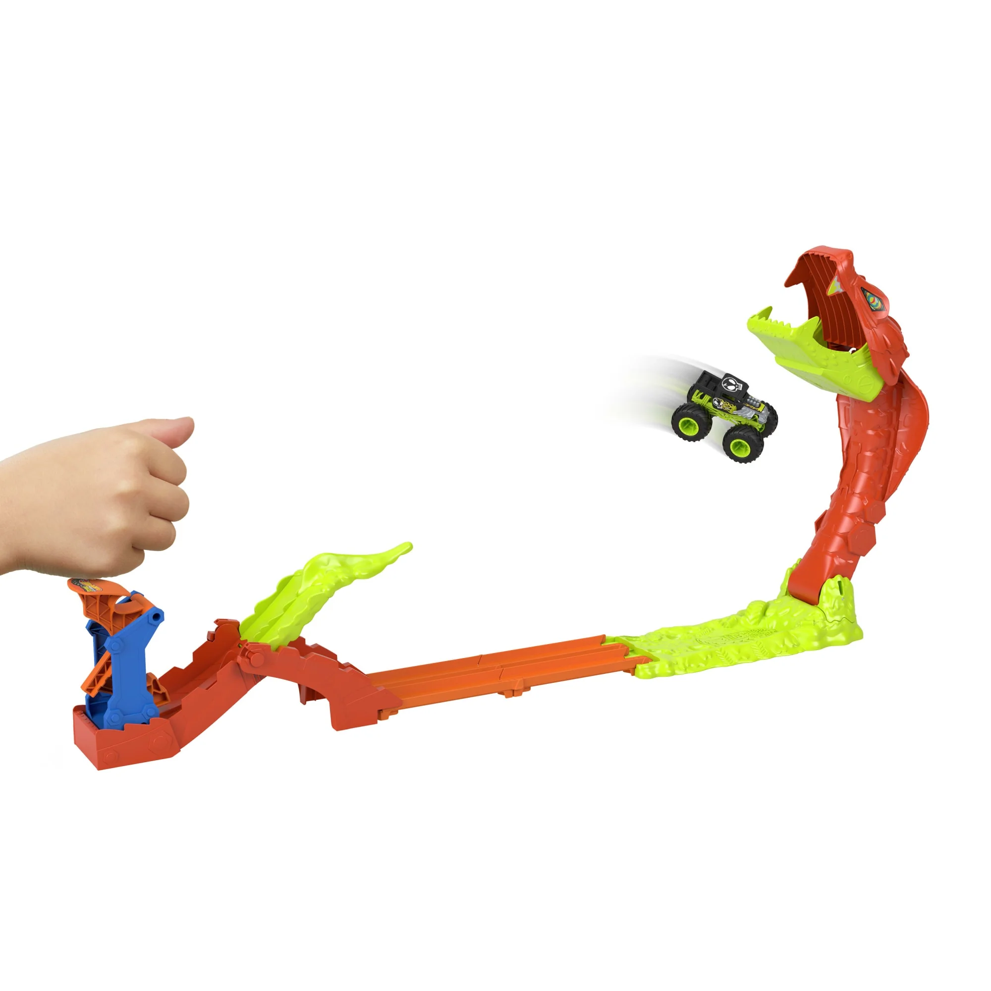Hot Wheels Monster Trucks Snake Slam Takedown Playset With 1:64 Scale Bone Shaker Toy Vehicle - Image 3