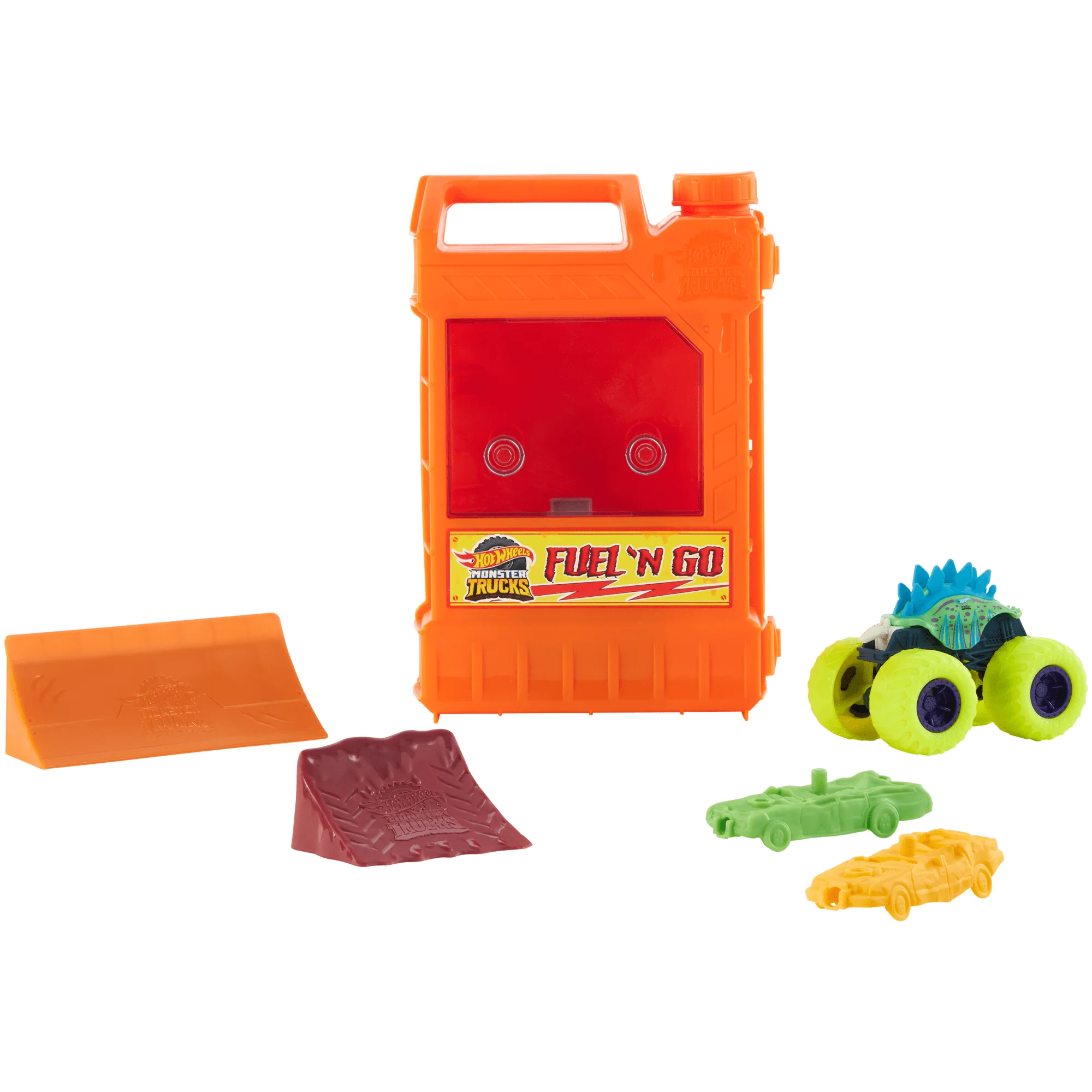 1:64 Ölçekli Motosaurus Oyuncak Araç Ve Ezilmiş 2 Araba Bulunan Hot Wheels Monster Trucks Taşınabilir Oyun Seti - Image 2