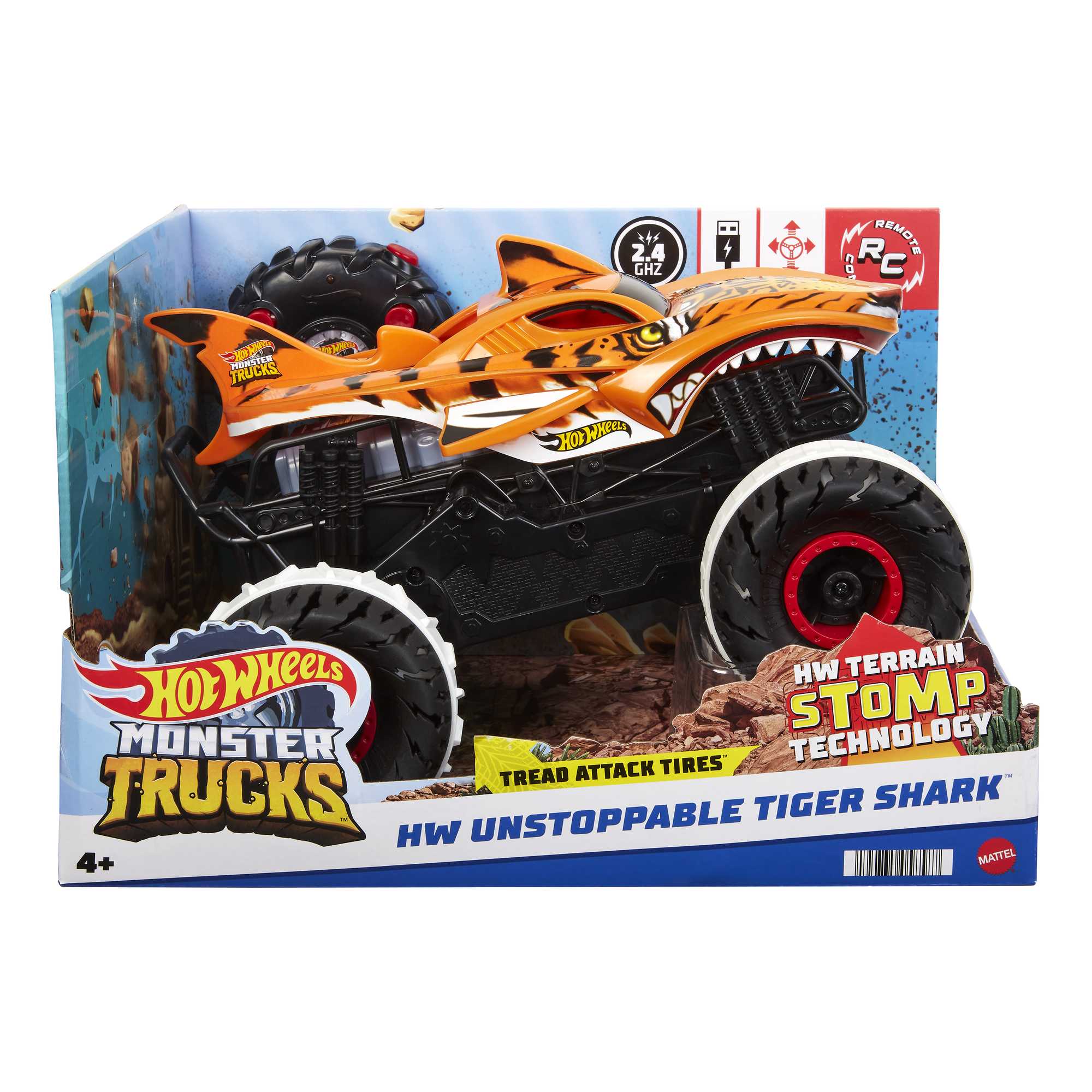 Hot Wheels Monster Trucks Tiger Shark L'Inarrestabile Veicolo Radiocomandato - Image 6