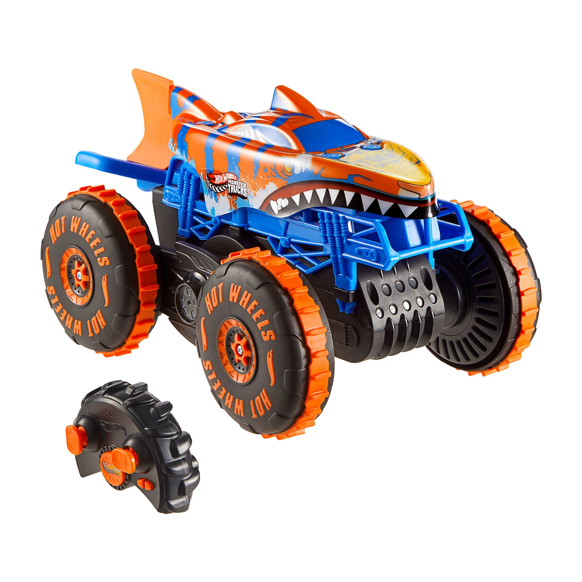 Hot Wheels Monster Trucks Tiger Shark Uzaktan Kumandalı Tırmanış Aracı, Pille Çalışan Uzaktan Kumandalı Oyuncak Kamyon - Image 3