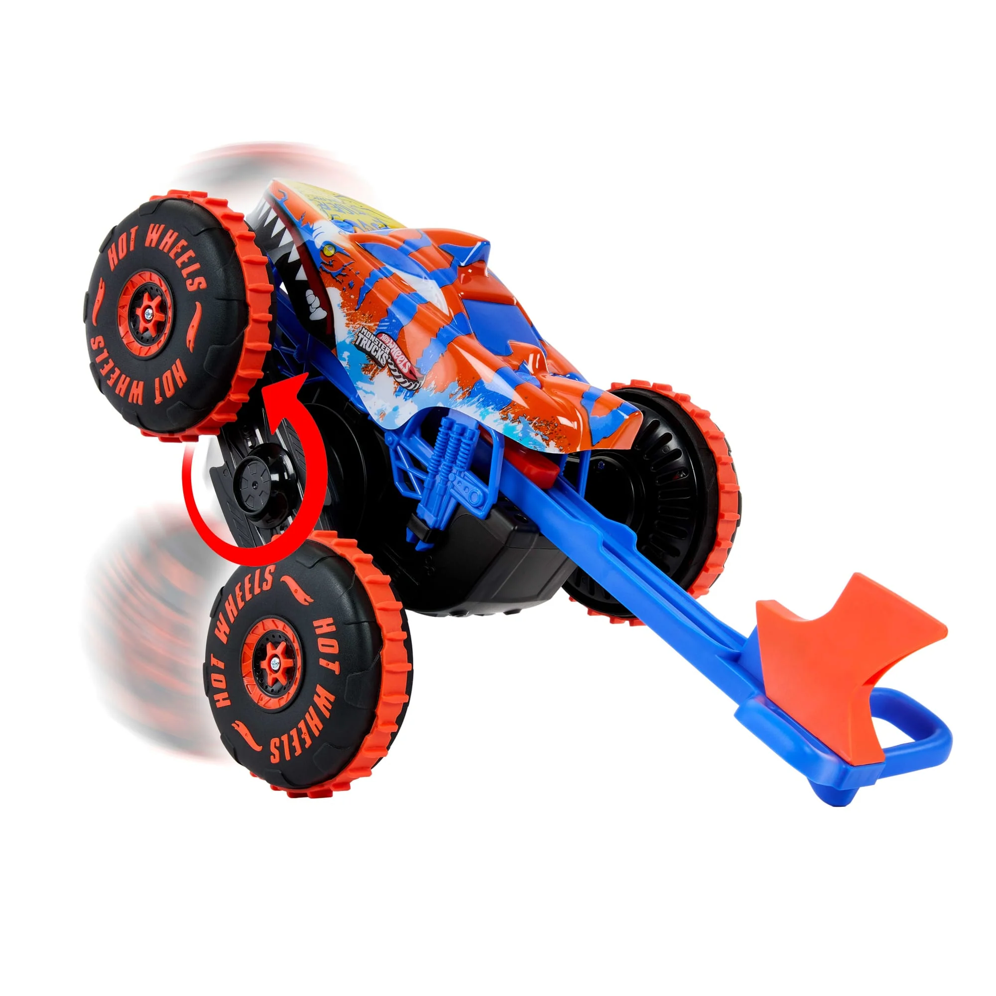 Hot Wheels Monster Trucks Tiger Shark Uzaktan Kumandalı Tırmanış Aracı, Pille Çalışan Uzaktan Kumandalı Oyuncak Kamyon - Image 4