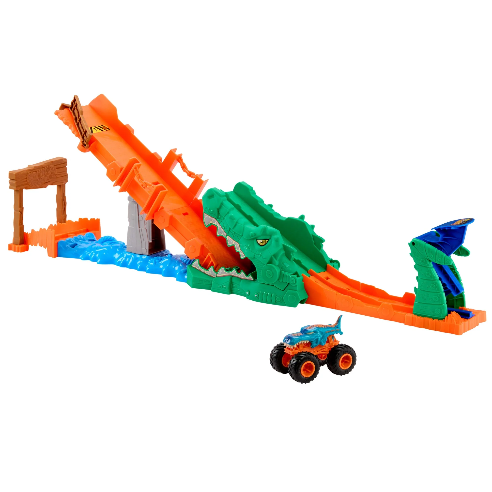 Hot Wheels Monster Trucks Timsahı Devir Oyun Seti Ve 1:64 Ölçekli MEGA-Wrex Aracı - Image 4