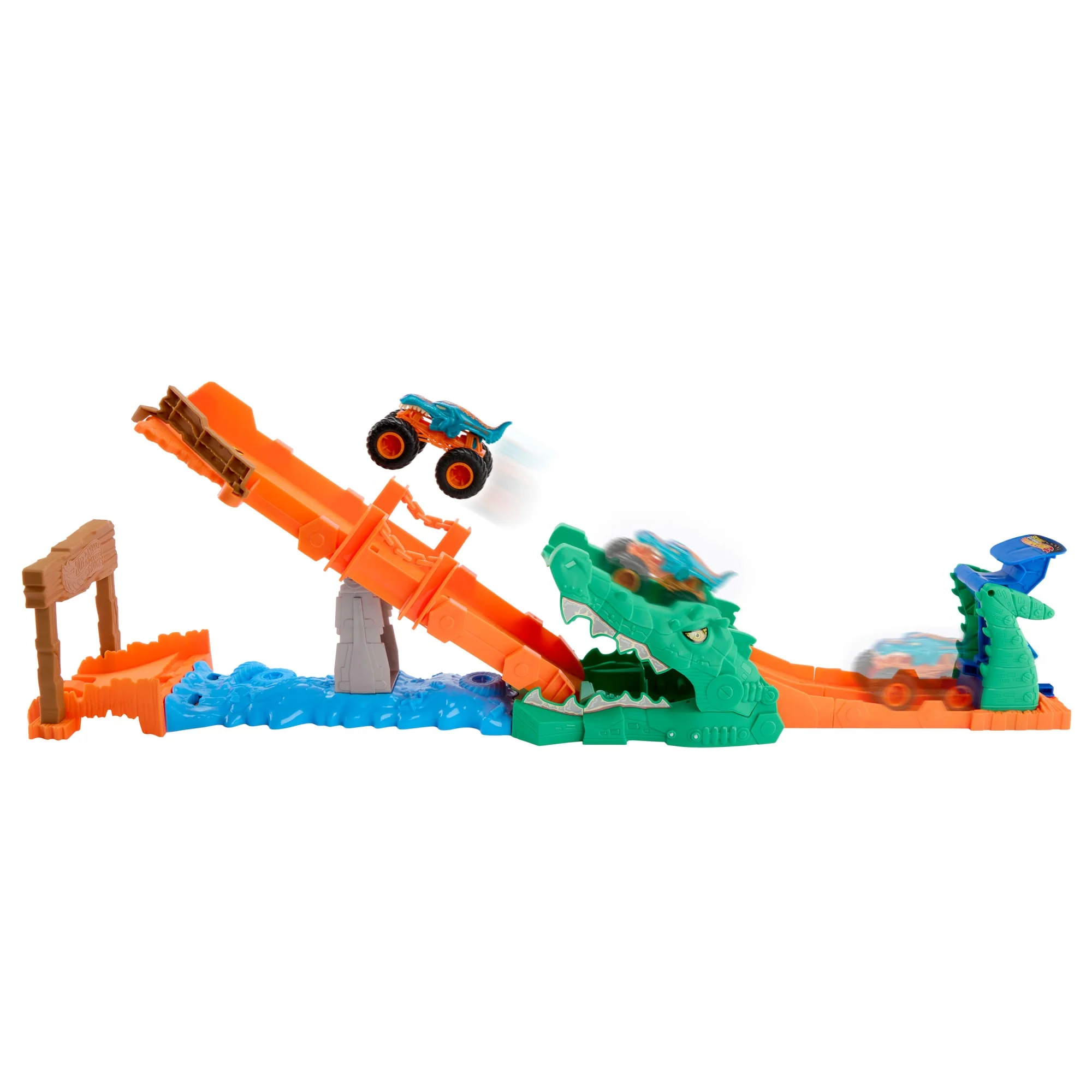 Hot Wheels Monster Trucks Timsahı Devir Oyun Seti Ve 1:64 Ölçekli MEGA-Wrex Aracı - Image 5