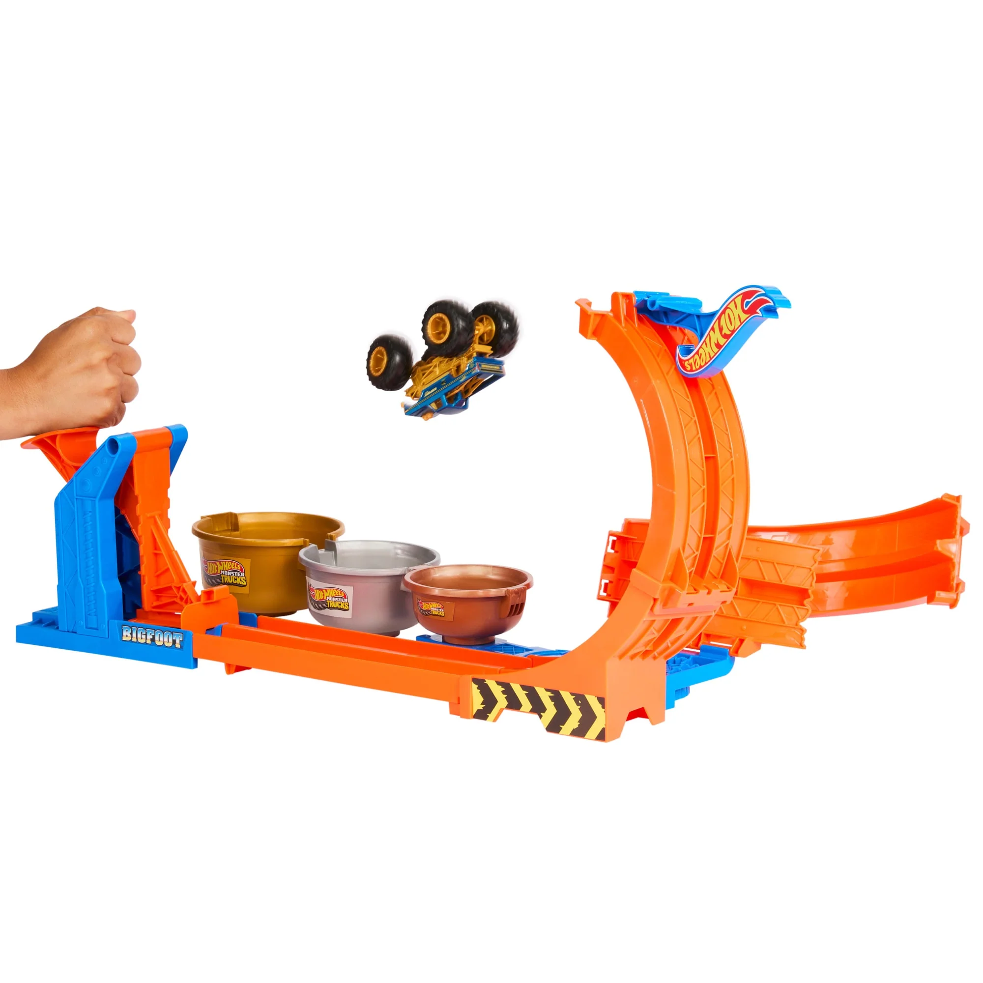 Hot Wheels Monstertrucks Loopen En Draaien Trofee, Speelset En Metalen Bigfoot Speelgoedtruck - Image 2