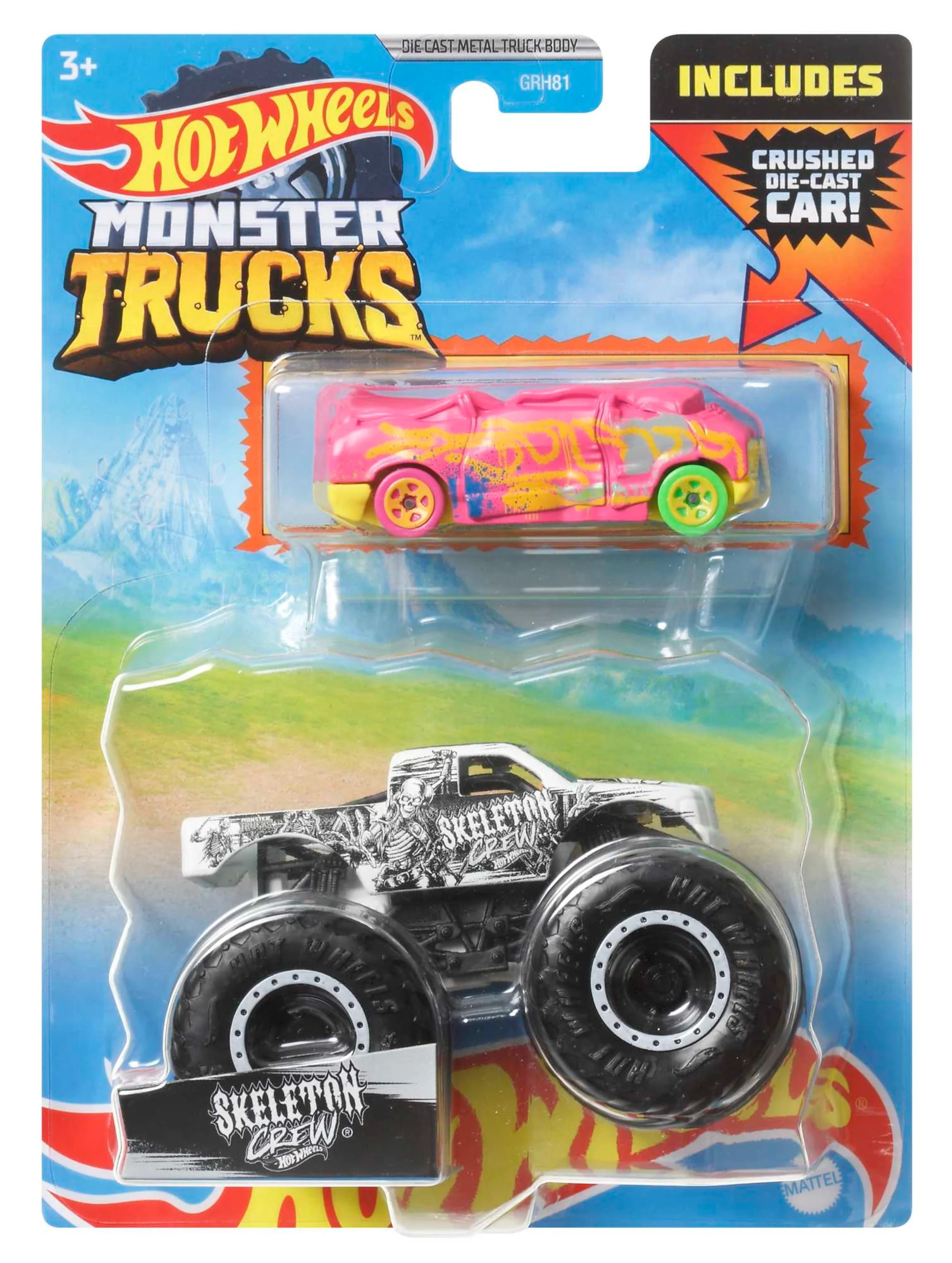 Hot Wheels Monstertrucks, Schaal 1:64, 2-Pack Met Speelgoedvoertuigen, 1 Gegoten Truck En 1 Auto - Image 12