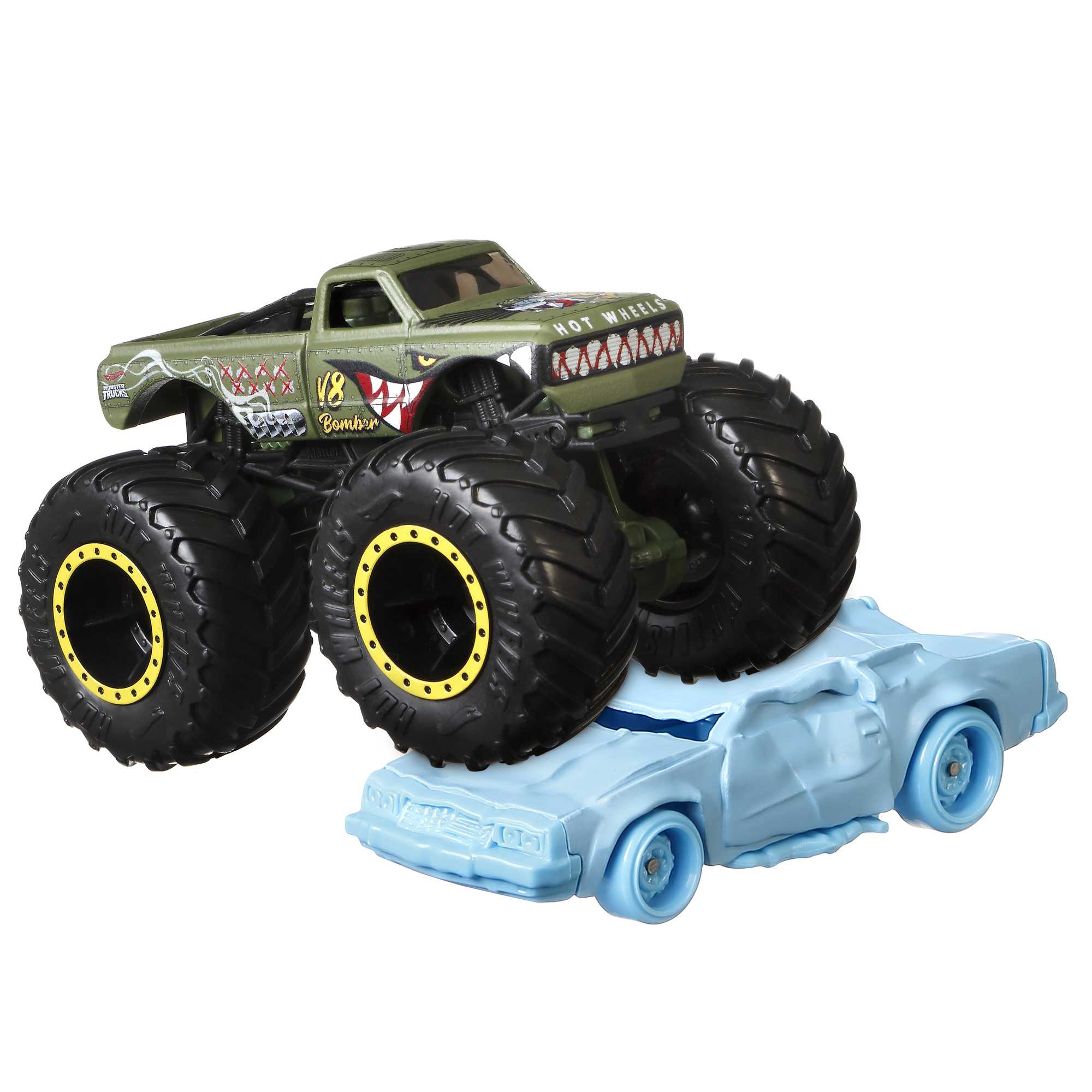 Hot Wheels Monstertrucks, Schaal 1:64, 2-Pack Met Speelgoedvoertuigen, 1 Gegoten Truck En 1 Auto - Image 9