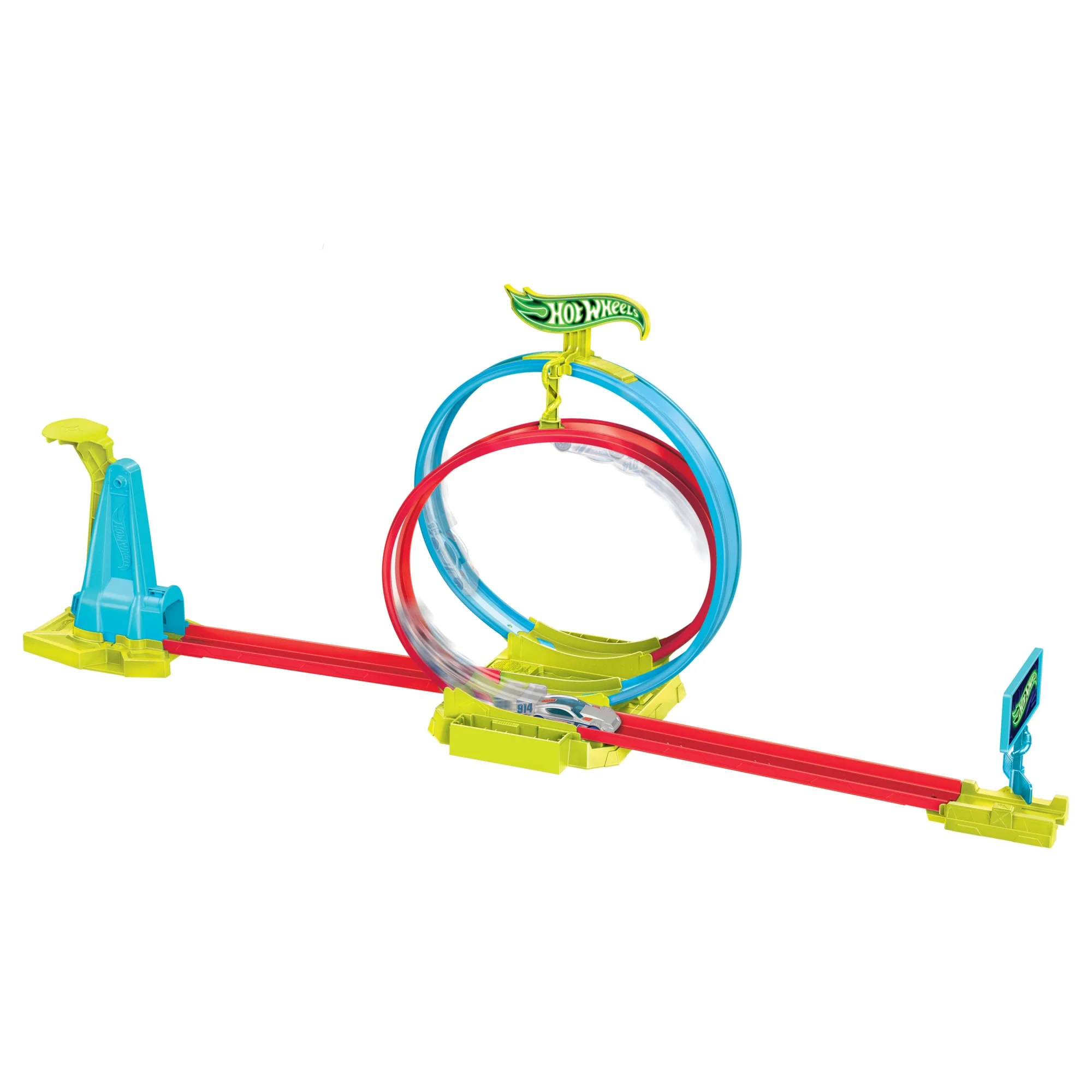 Hot Wheels Neon Yarışlar Çifte Çemberde Yarış Seti, 1 Hot Wheels Araba - Image 2