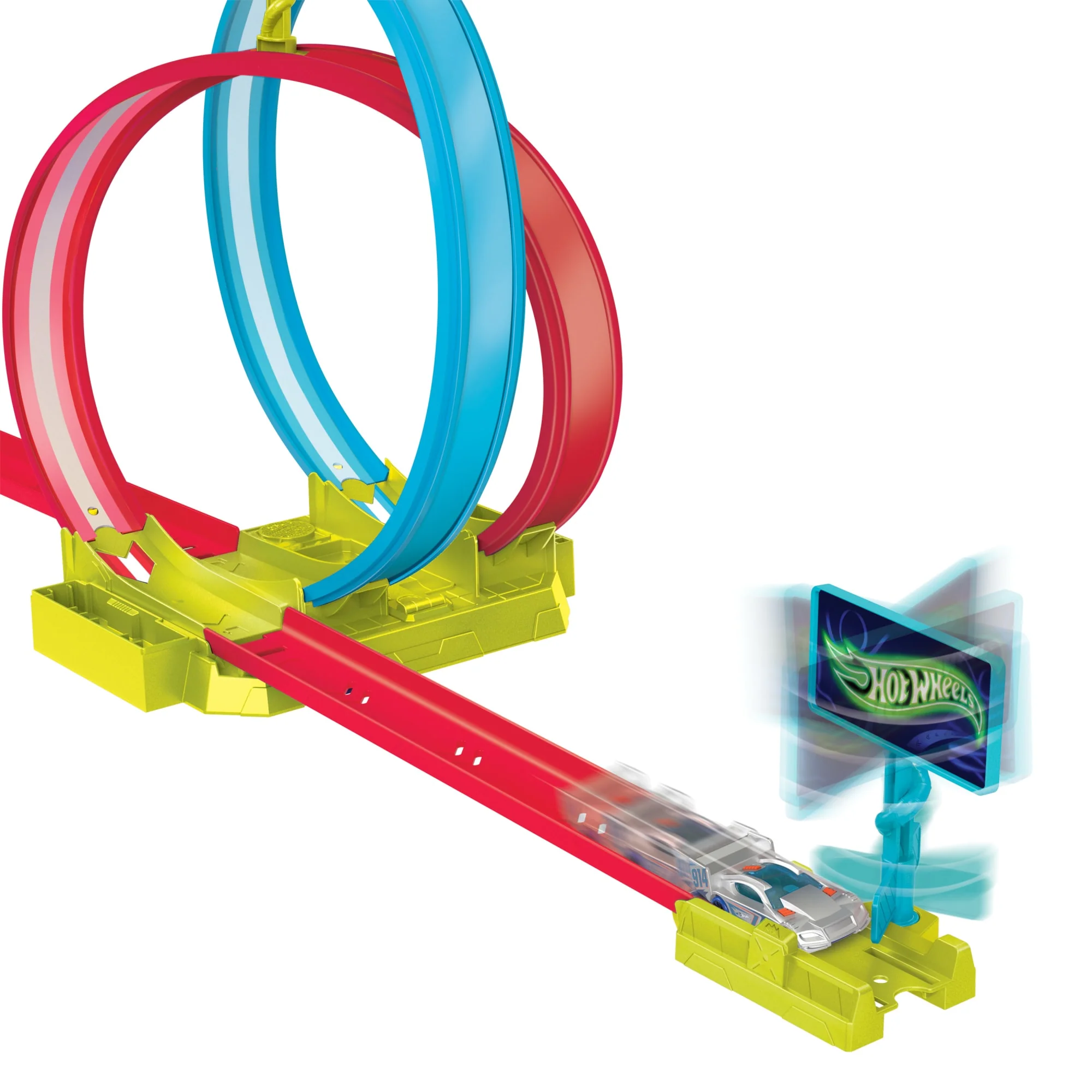 Hot Wheels Neon Yarışlar Çifte Çemberde Yarış Seti, 1 Hot Wheels Araba - Image 3