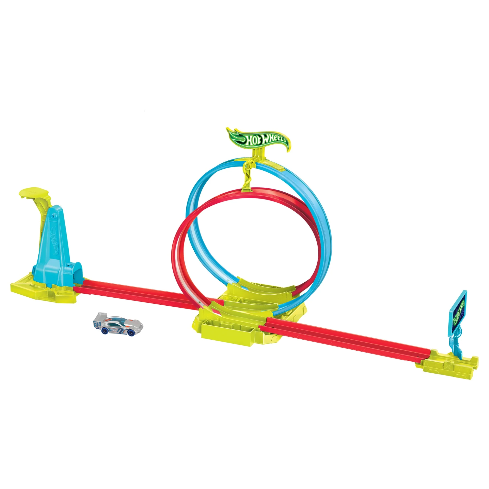Hot Wheels Neon Yarışlar Çifte Çemberde Yarış Seti, 1 Hot Wheels Araba - Image 5
