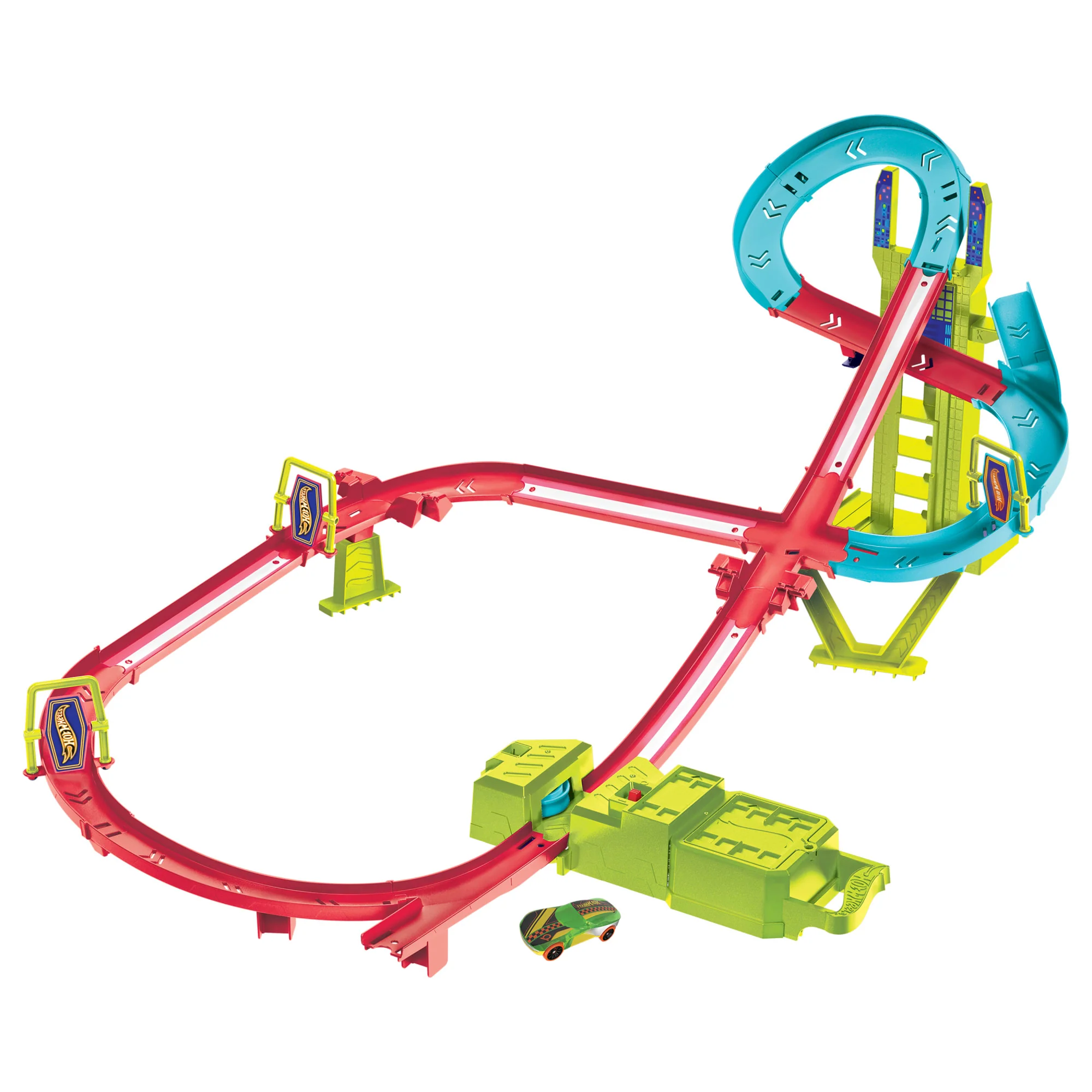 Hot Wheels Neon Yarışlar Çoklu Yarış Heyecanı Pist Seti, 1 Adet Hot Wheels Araba - Image 6