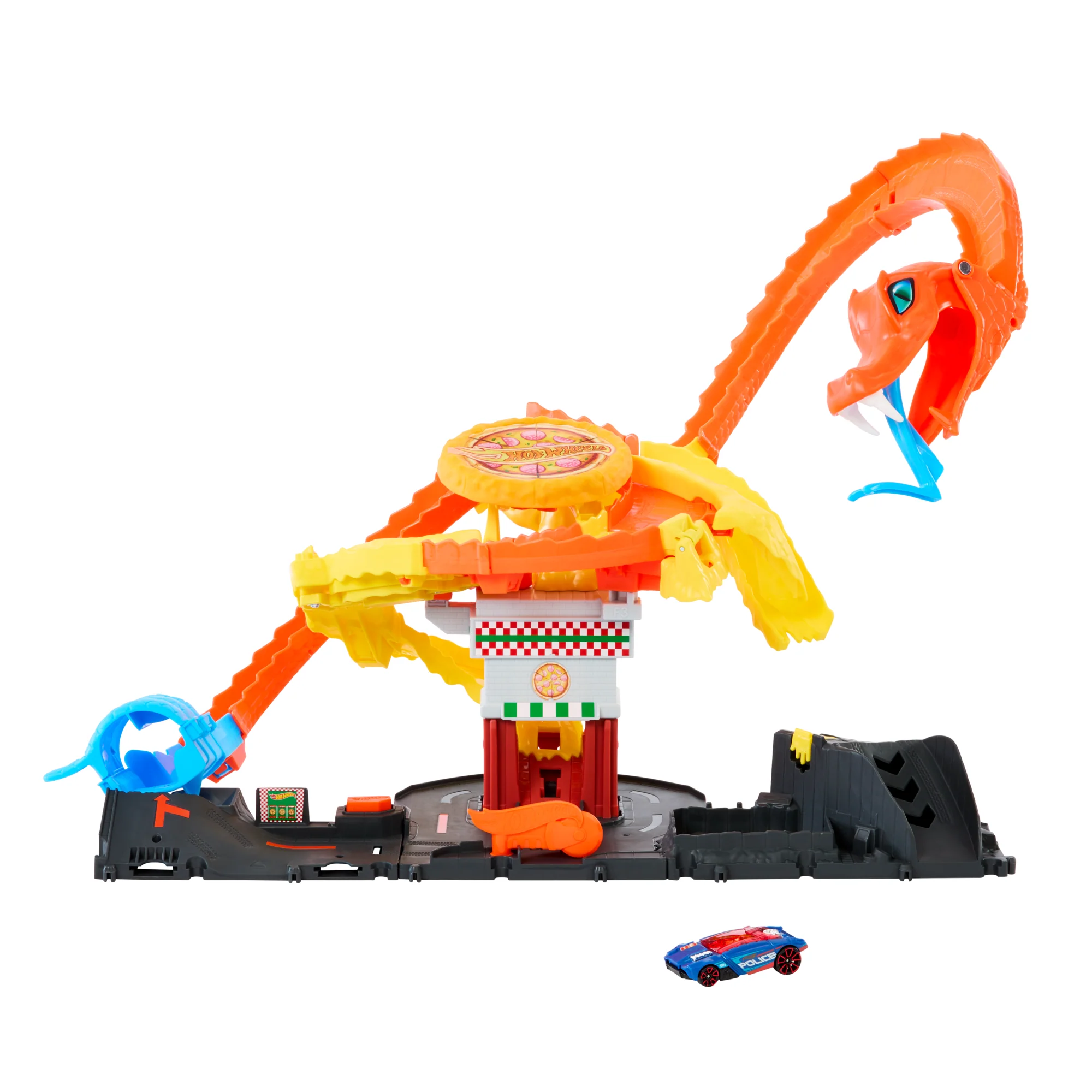 Hot Wheels City Pizza Slam Cobra-Aanval Speelset Met Speelgoedauto Op Schaal Van 1:64
