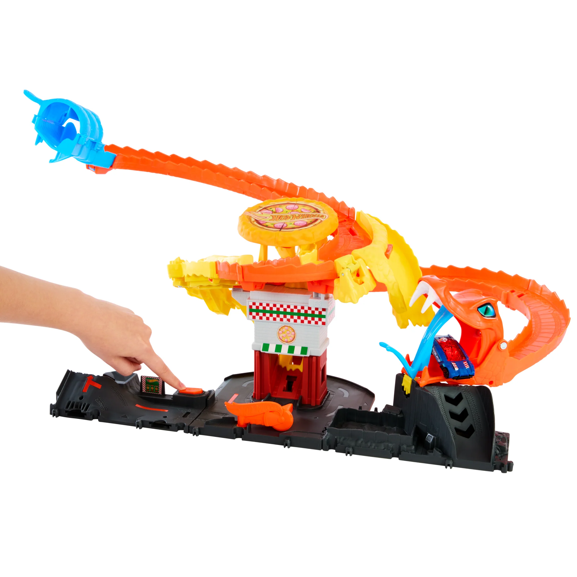 Hot Wheels City Pizza Slam Cobra Attack Playset With 1:64 Scale Toy Car - Image 2
