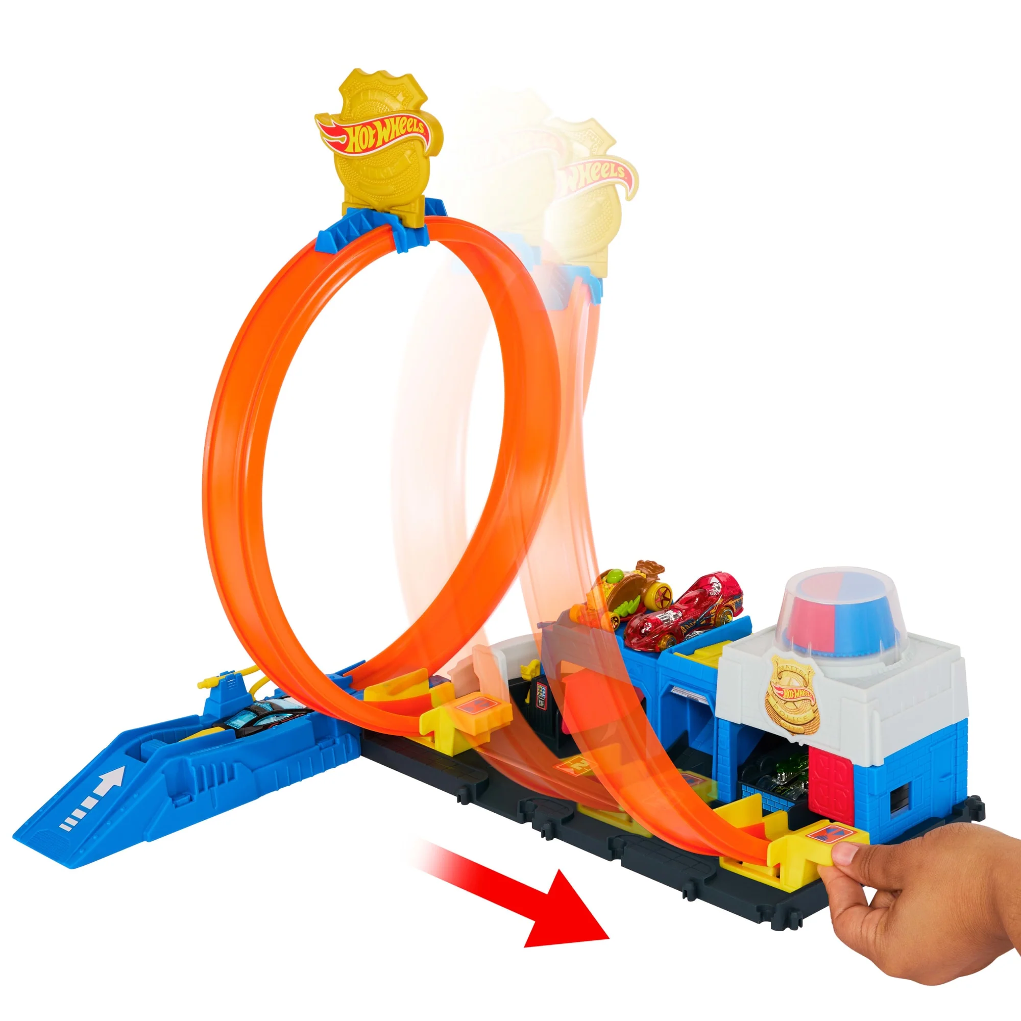 Hot Wheels Polis İstasyonu Oyun Seti, 1:64 Ölçekli Oyuncak Polis Arabası Ve Ayarlanabilir Pist Çemberi - Image 3
