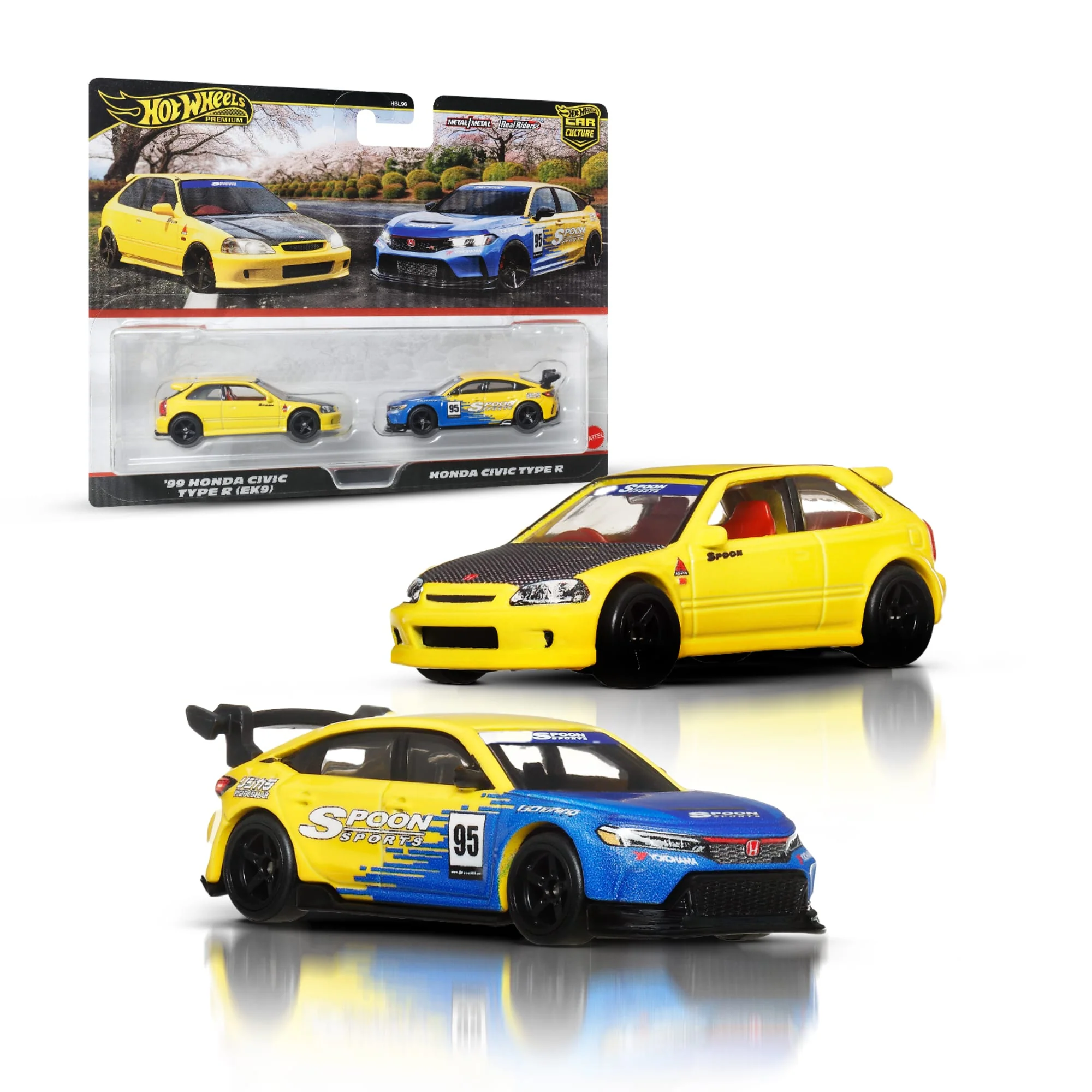 Hot Wheels Premium Car Culture Spoon Honda 2-Pack, 1:64 Scale Toy Cars For The Adult Collector