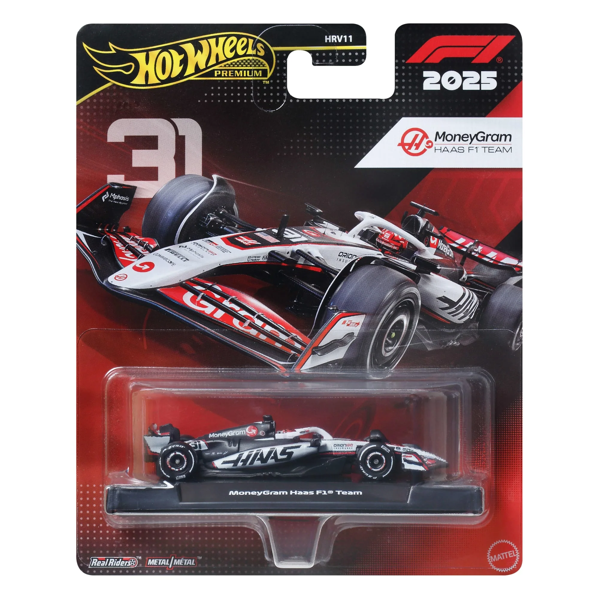 Hot Wheels Premium Formuła 1 Metalowy samochód bolid F1 w skali 1:64 Haas – Esteban Ocon #31 Auto dla kolekcjonerów - Image 6