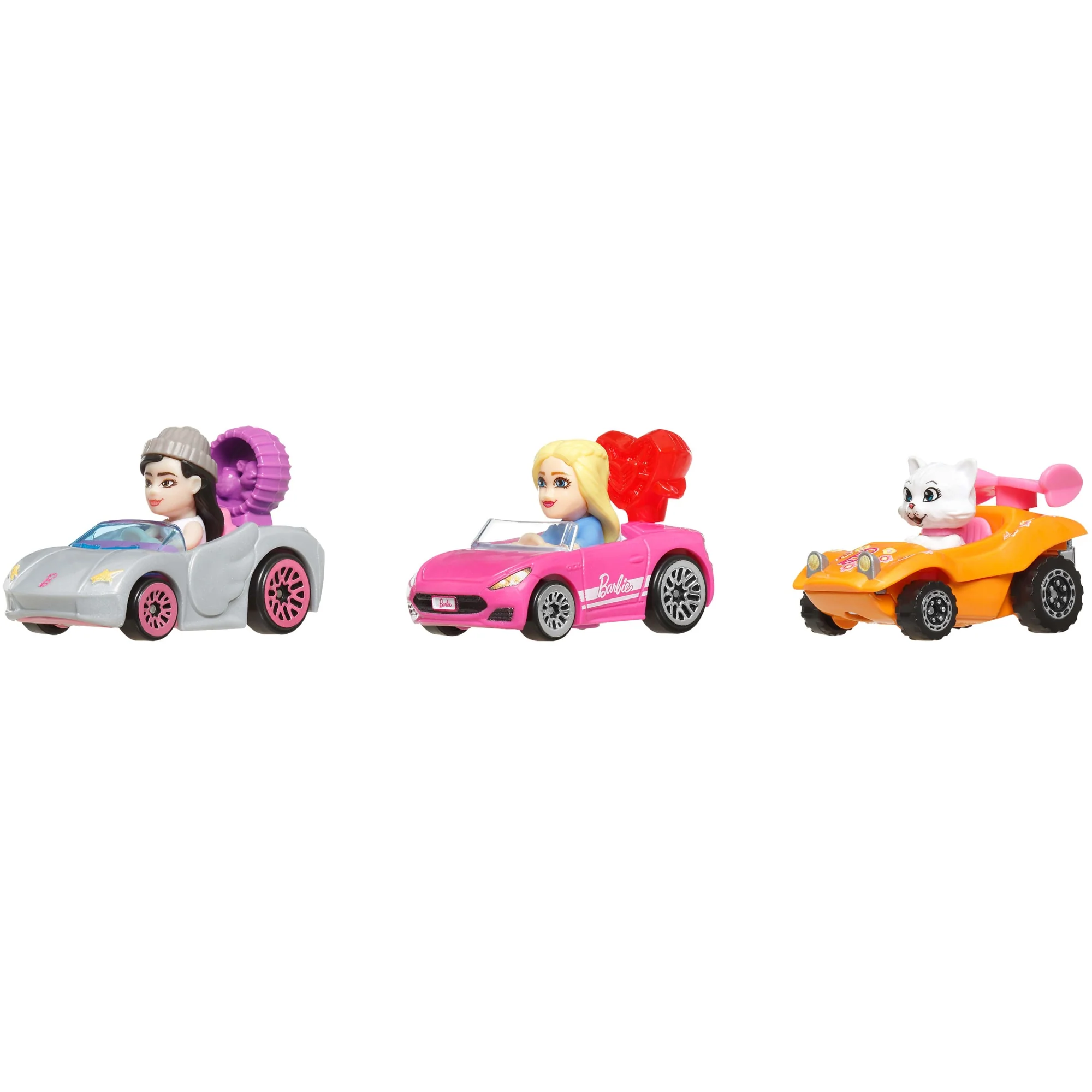 Hot Wheels Racerverse Barbie 3'Lü Paket, Sabit Figürlerin Bulunduğu 3'Lü Metal Oyuncak Araba Seti (Stiller Çeşitlilik Gösterebilir)