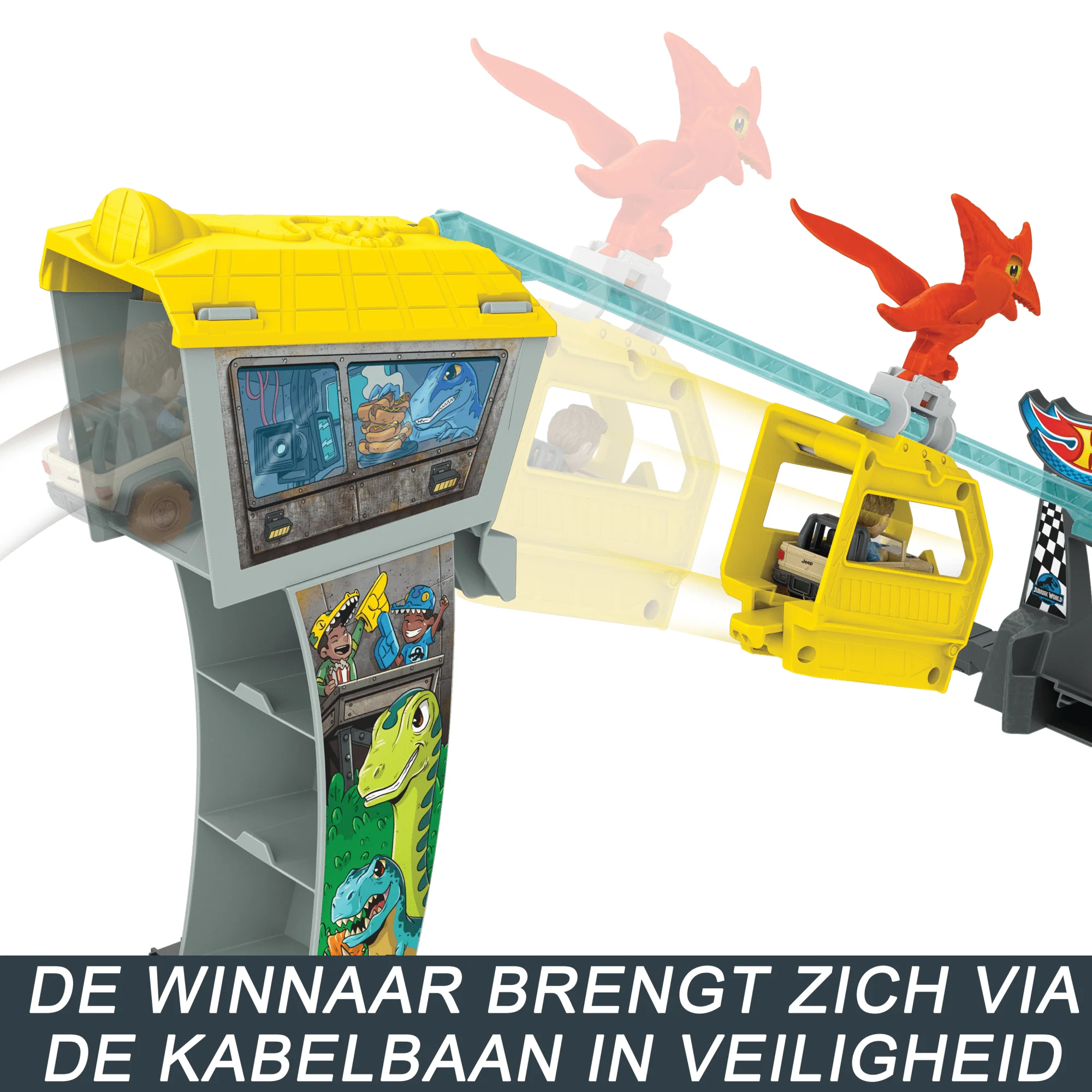 Hot Wheels Racerverse Jurassic World Blue'S Raptor Rit Baanset Met 2 Metalen Auto'S - Image 5