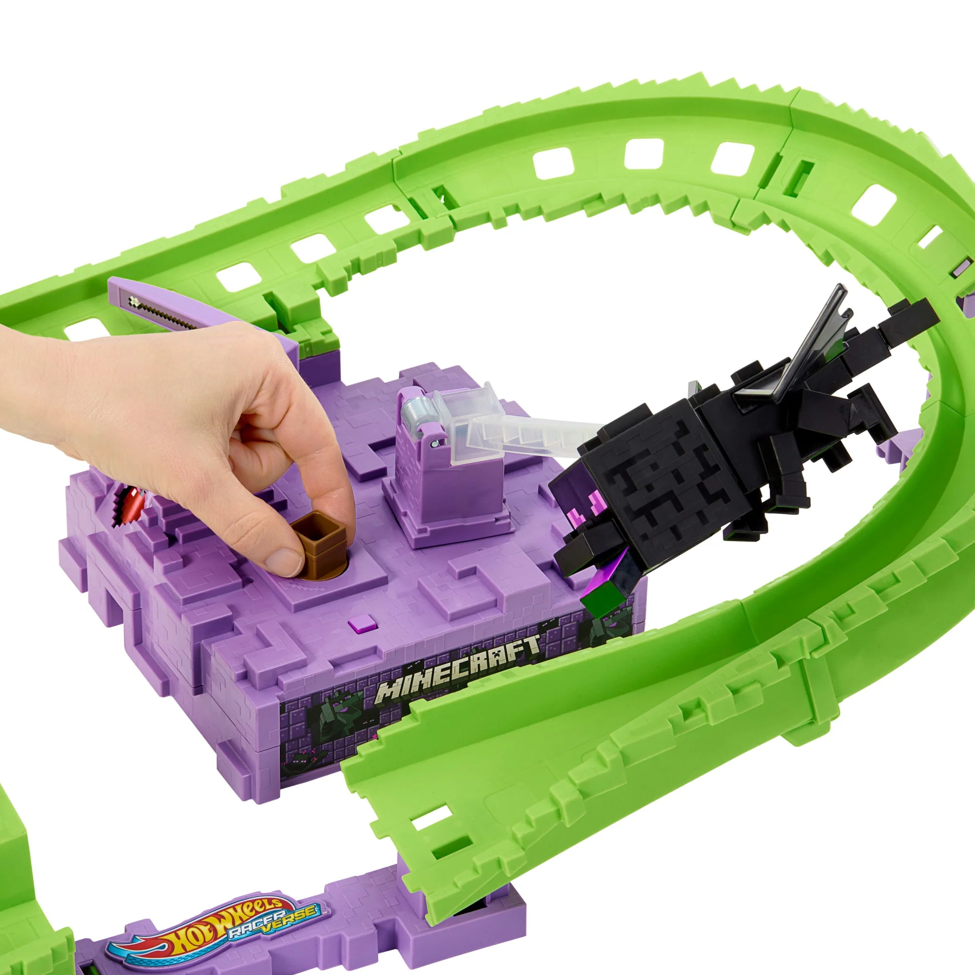 Conjunto De Pista De Minecraft Y Vehículo Metálico De Steve Con Armadura De Diamante Racerverse De Hot Wheels [De Venta Exclusiva En Walmart] - Image 3