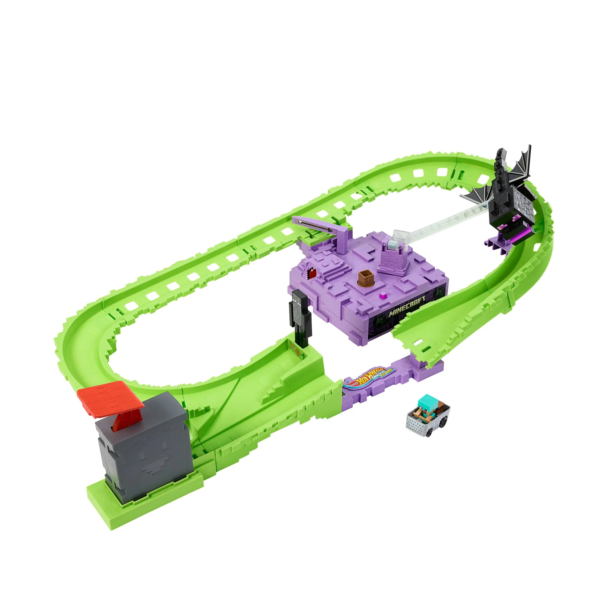 Hot Wheels Racerverse Minecraft Pist Seti Ve Metal Elmas Zırhlı Steve