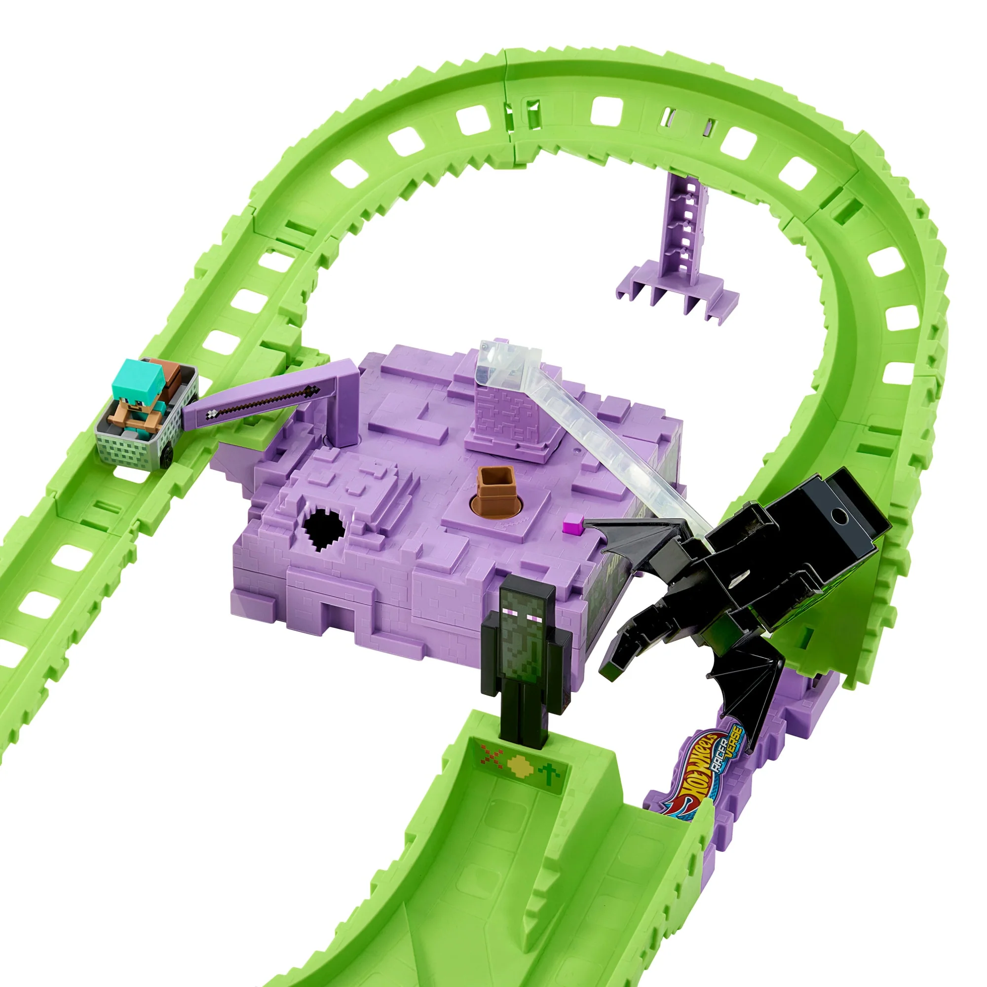 Hot Wheels Racerverse Minecraft Pist Seti Ve Metal Elmas Zırhlı Steve - Image 4